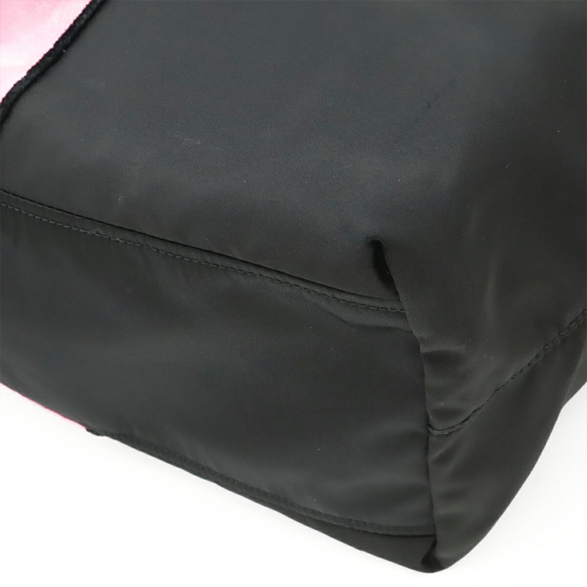 Prada Black Pink Nylon Leather Shoulder Bag Tote Bag (Pre-Owned)
