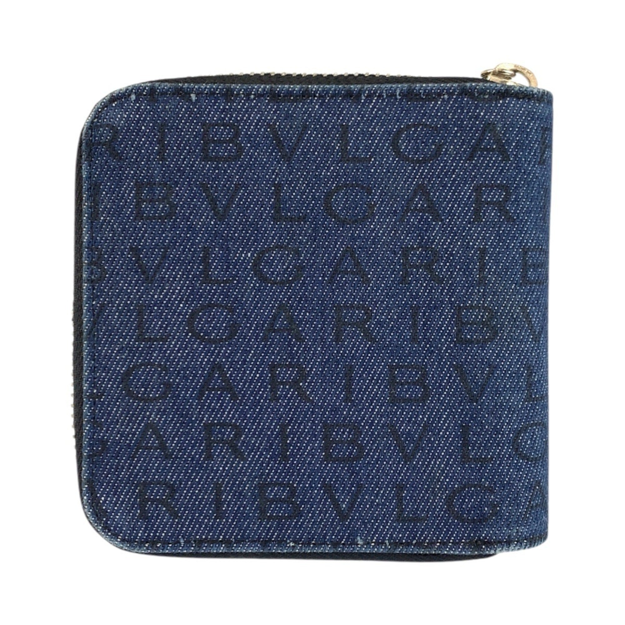 Bvlgari Black Blue Denim Leather Wallet (Bi-Fold) (Pre-Owned)