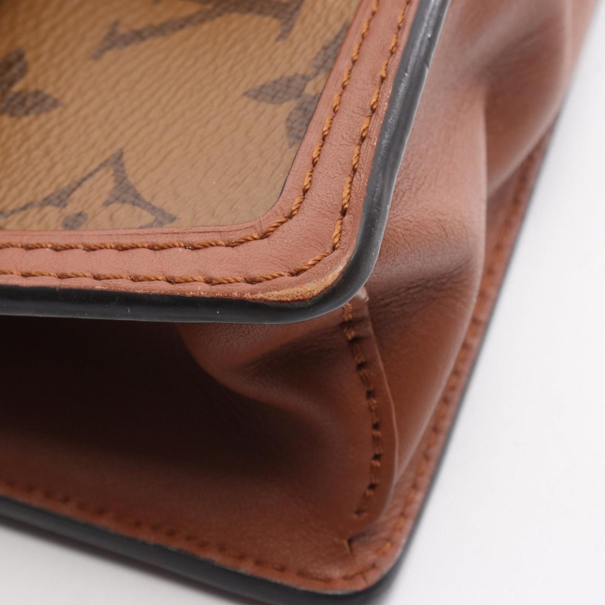 Louis Vuitton Beige Brown Coated Canvas Pvc Monogram Reverse Leather Shoulder Bag (Pre-Owned)