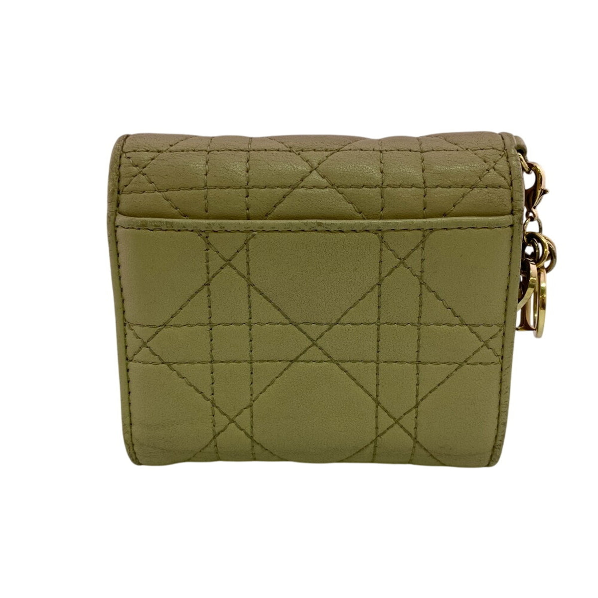 Christian Dior Lady Dior Beige Leather Wallet (Tri-Fold) (Pre-Owned)