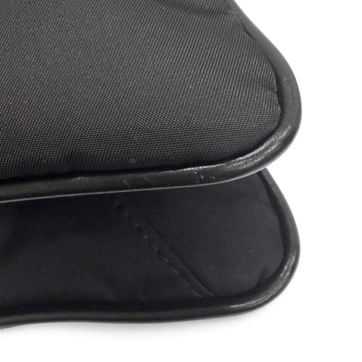 Versace Black Nylon Leather Clutch Bag Shoulder Bag (Pre-Owned)