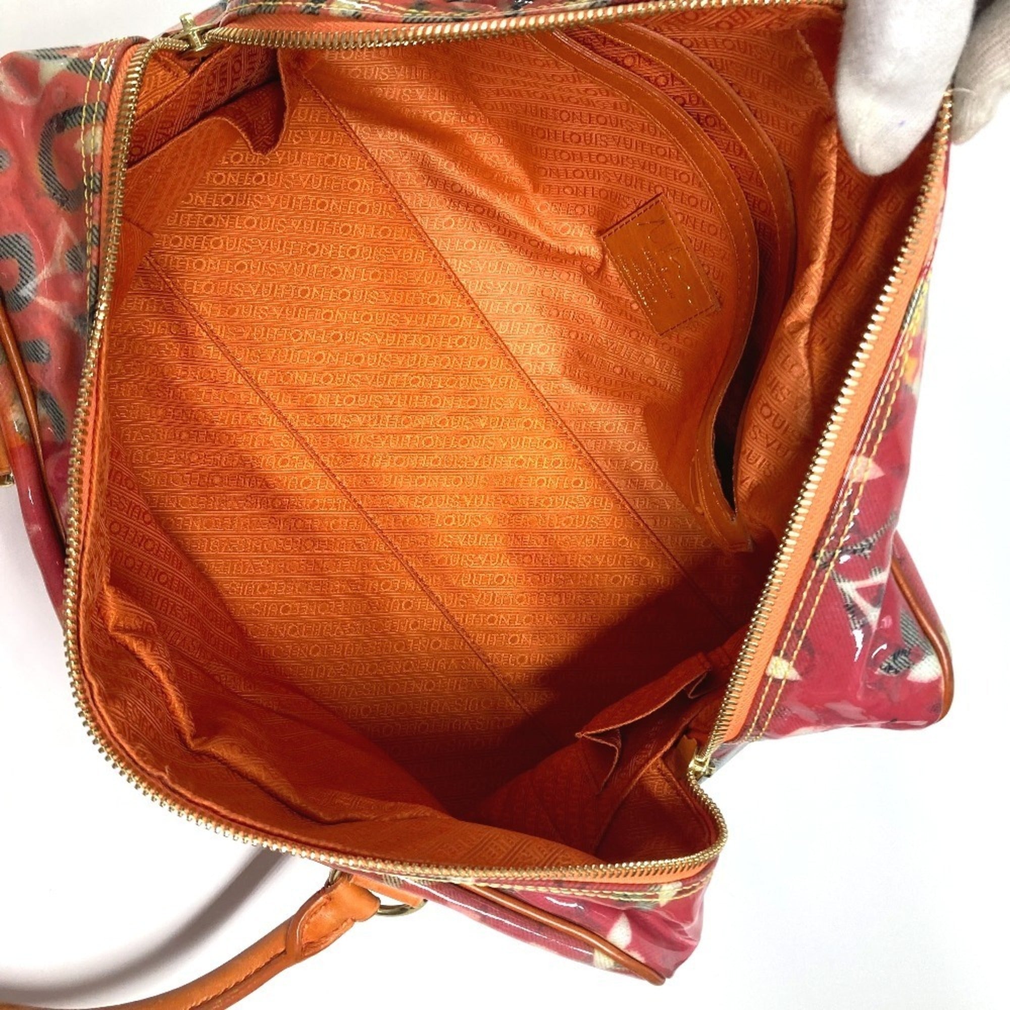 Louis Vuitton Orange Vinyl Leather Boston Bag Handbag Tote Bag (Pre-Owned)