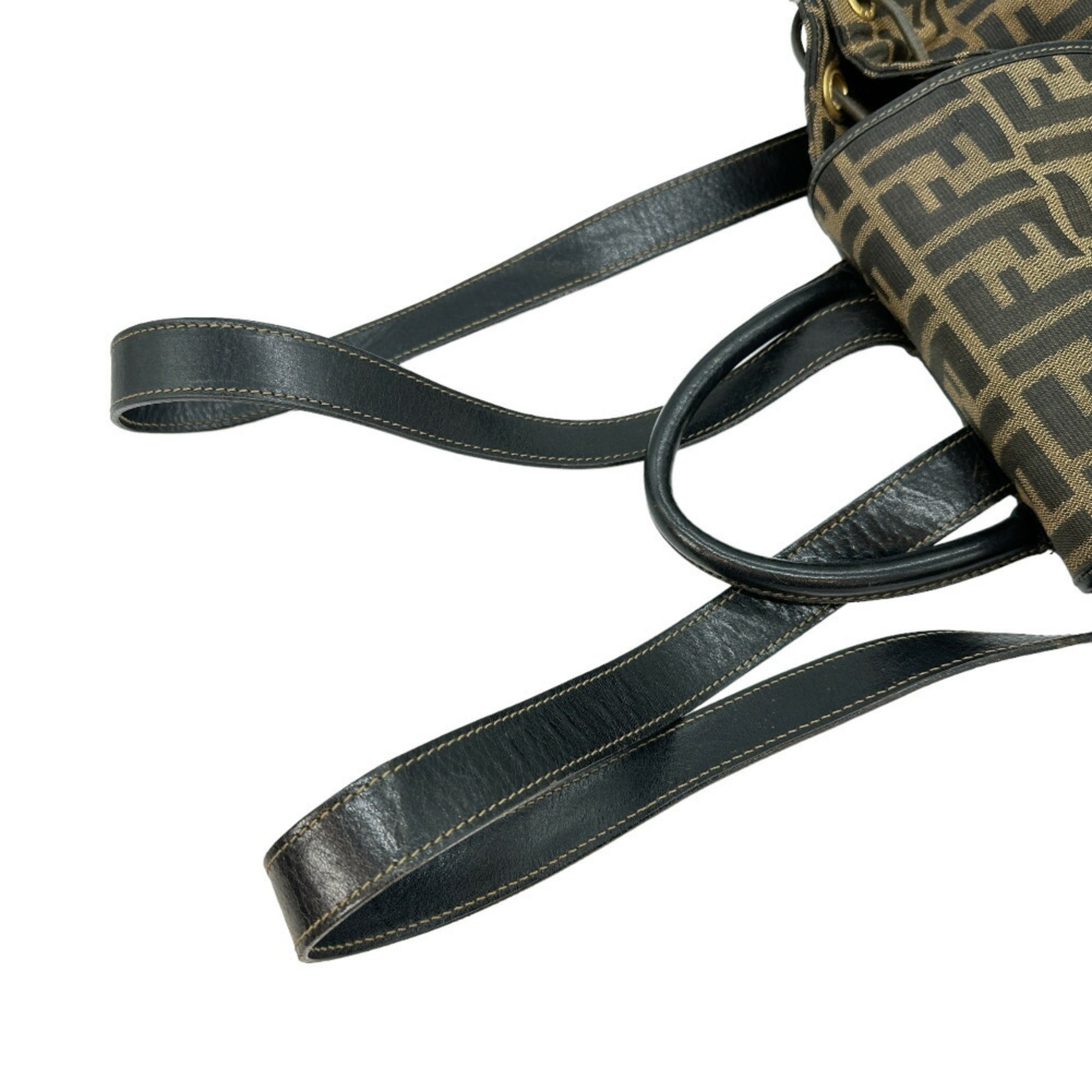 Fendi Brown Canvas Leather Backpack (Pre-Owned)