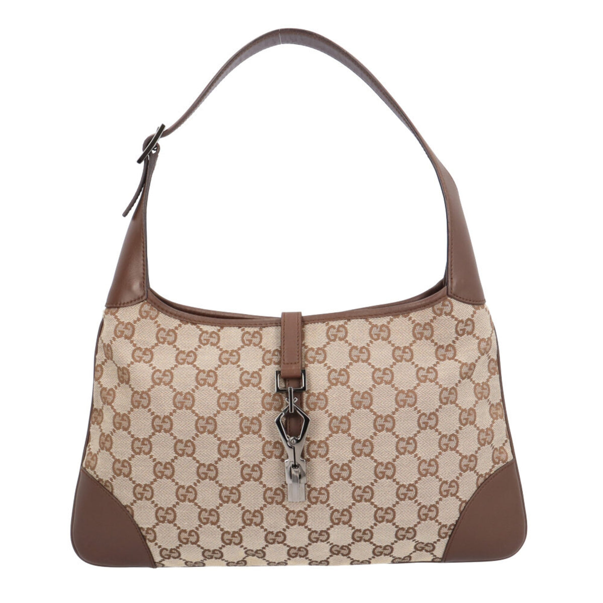 Gucci Beige Dark Brown Gg Canvas Handbag (Pre-Owned)