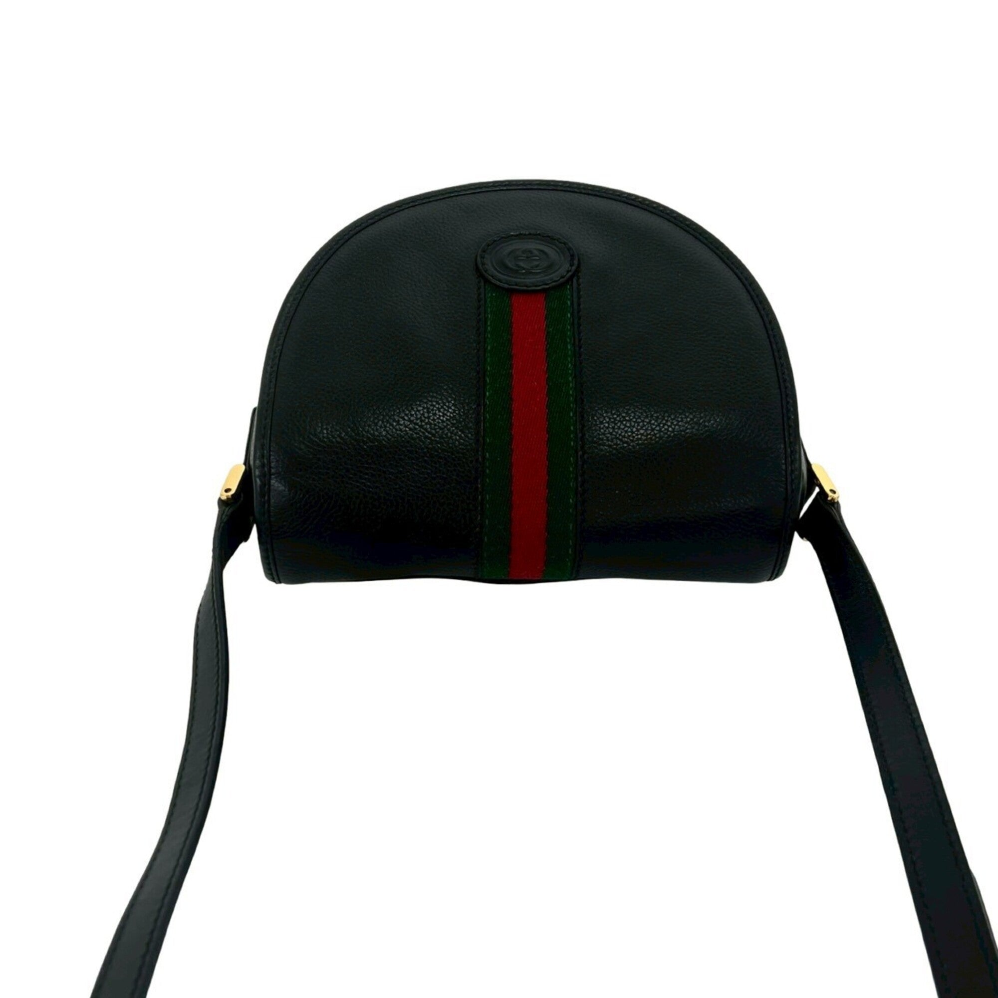 Gucci Black Green Red Color Leather Pochette Shoulder Bag (Pre-Owned)