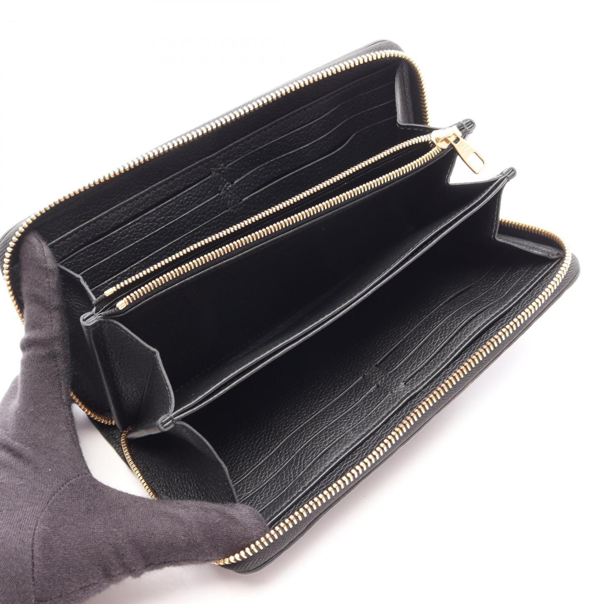 Louis Vuitton Black Leather Long Wallet (Bi-Fold) (Pre-Owned)