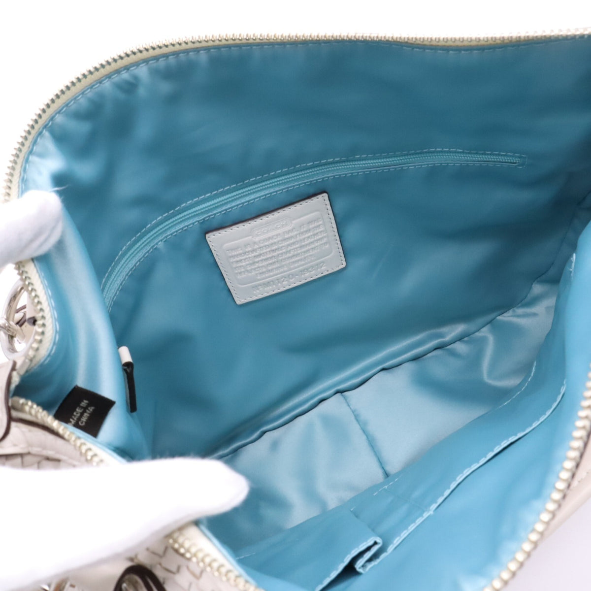 Coach Silver White Leather Handbag Shoulder Bag (Pre-Owned)