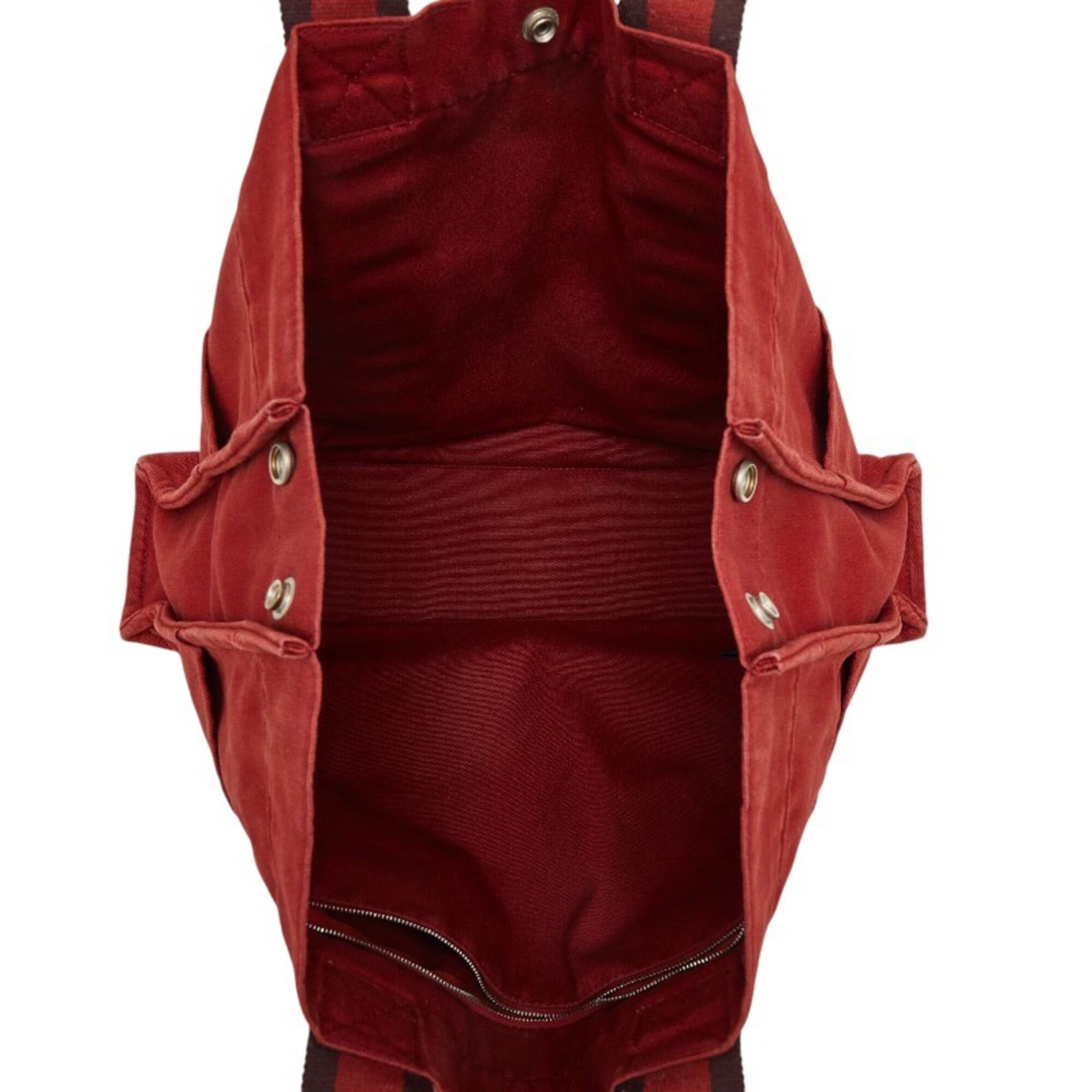 Hermes Red Color Canvas Handbag Tote Bag (Pre-Owned)