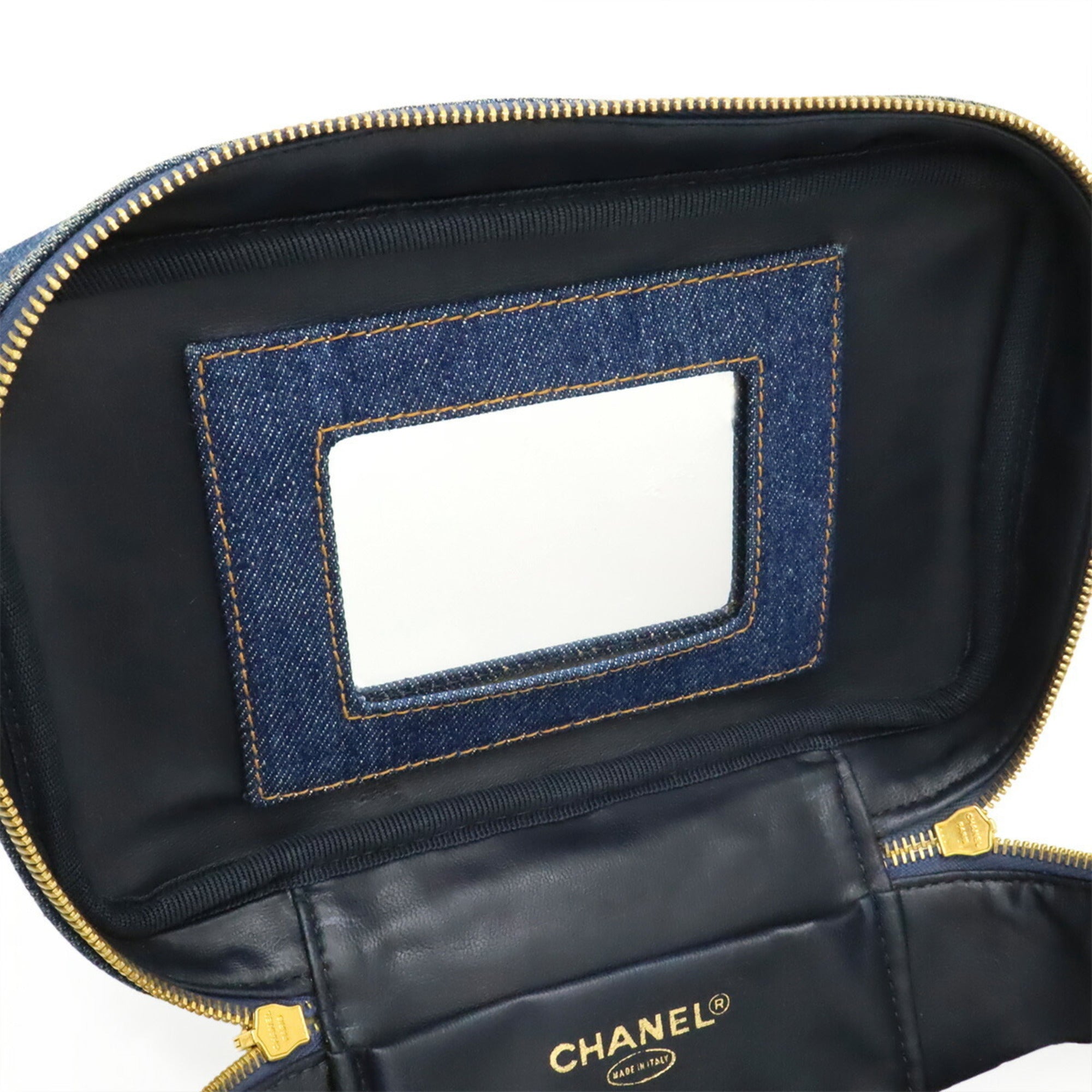 Chanel Blue Denim Handbag Vanity Bag (Pre-Owned)