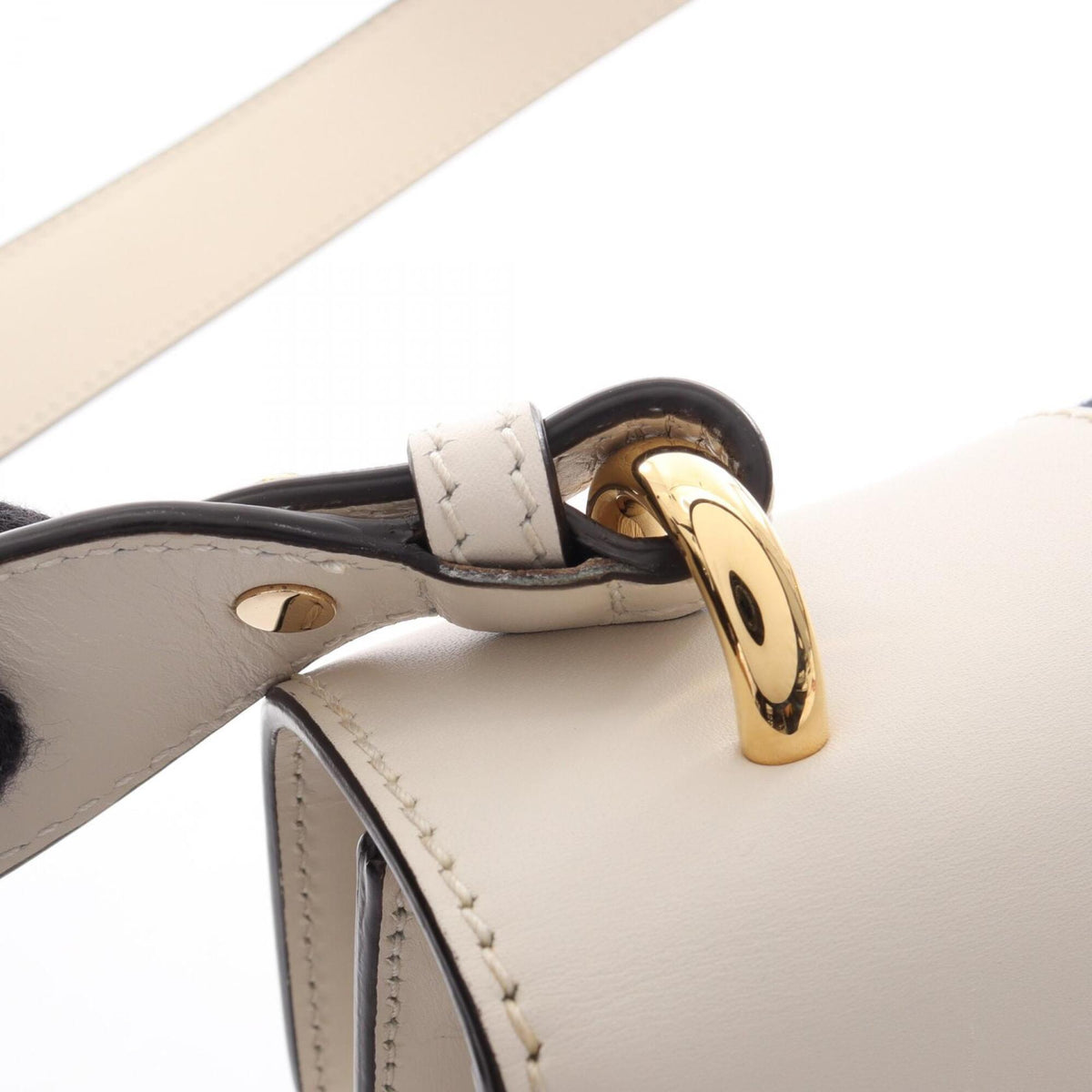 Gucci Navy Red Color White Leather Handbag Shoulder Bag (Pre-Owned)