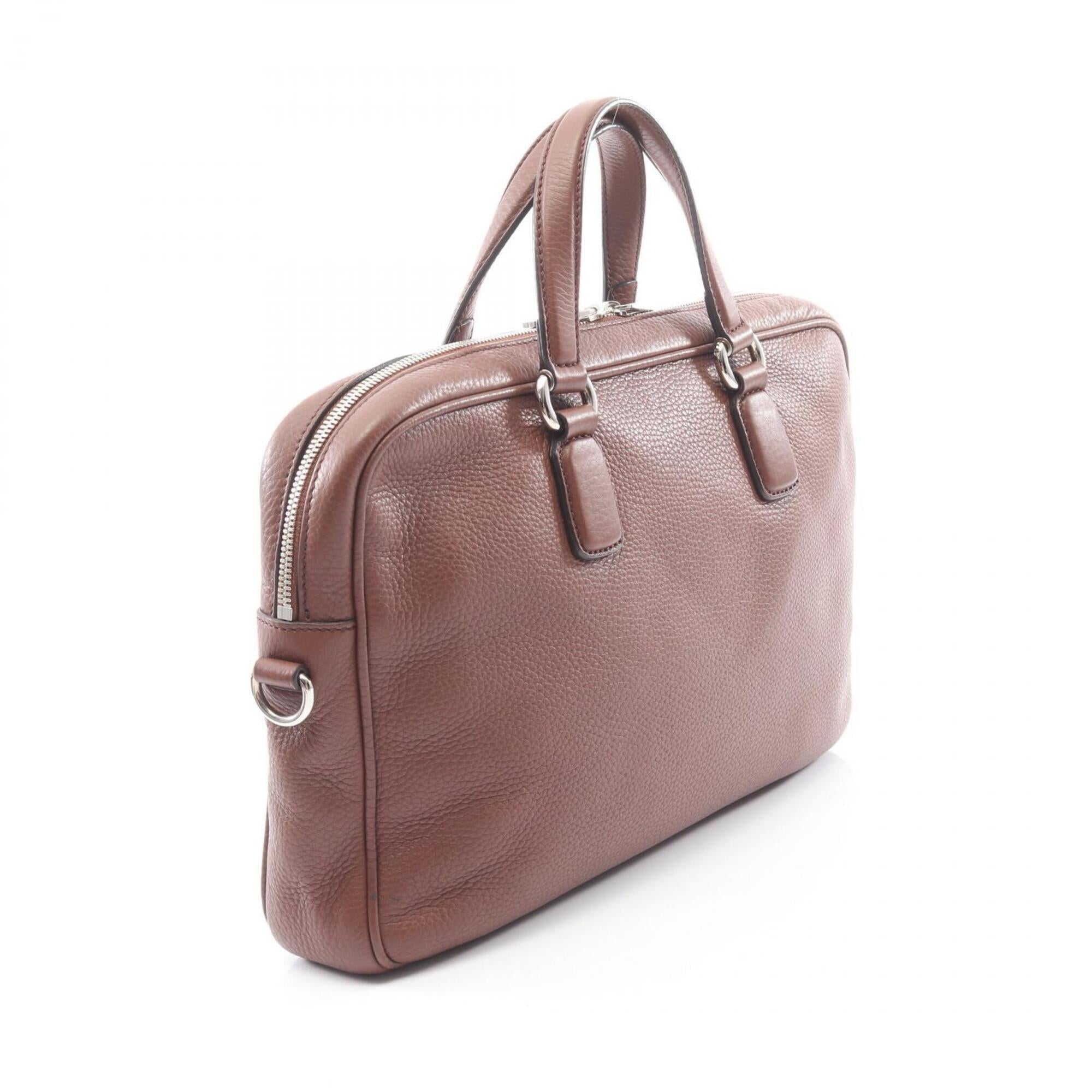 Gucci Brown Leather Briefcase Handbag (Pre-Owned)