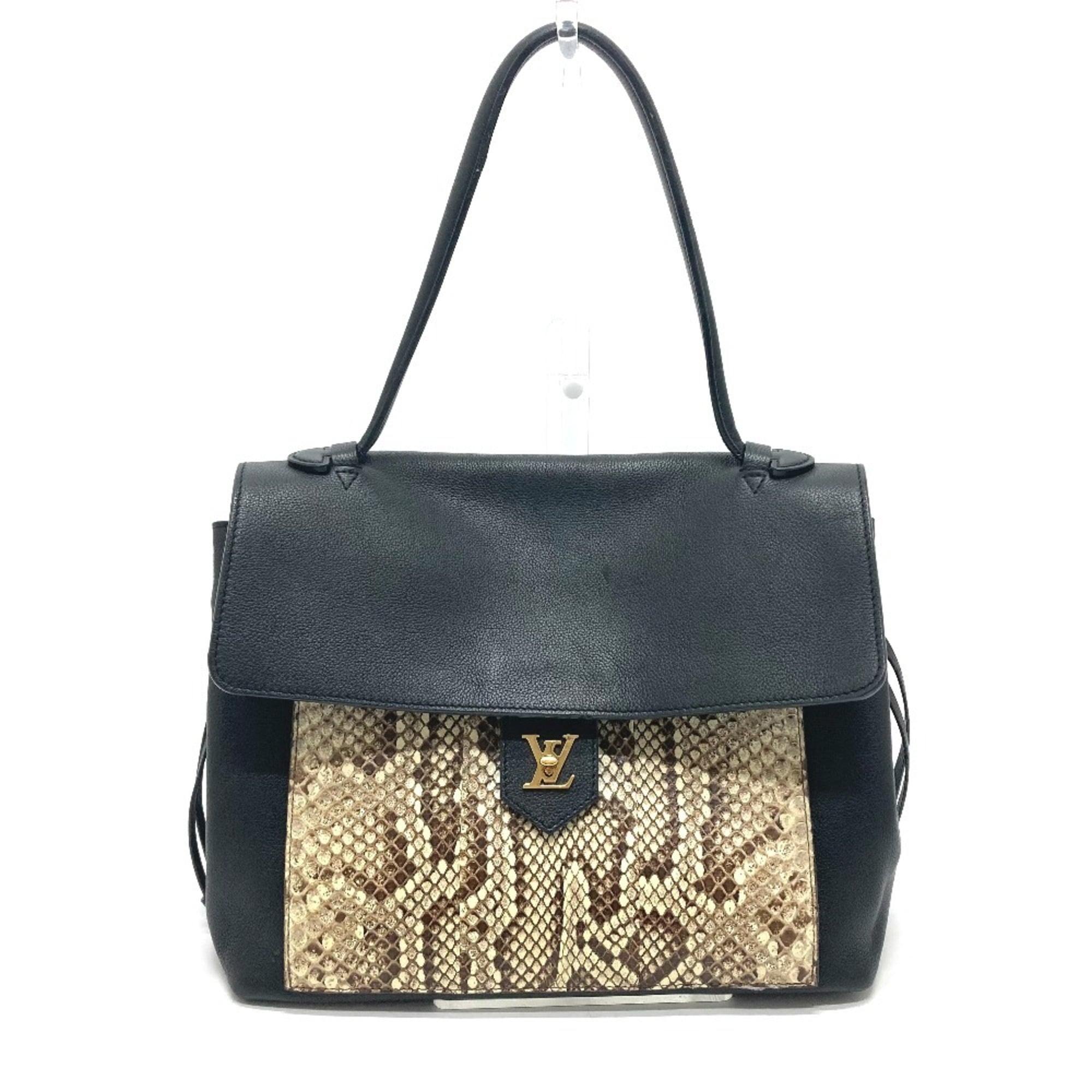 Louis Vuitton Black Leather Handbag Shoulder Bag (Pre-Owned)