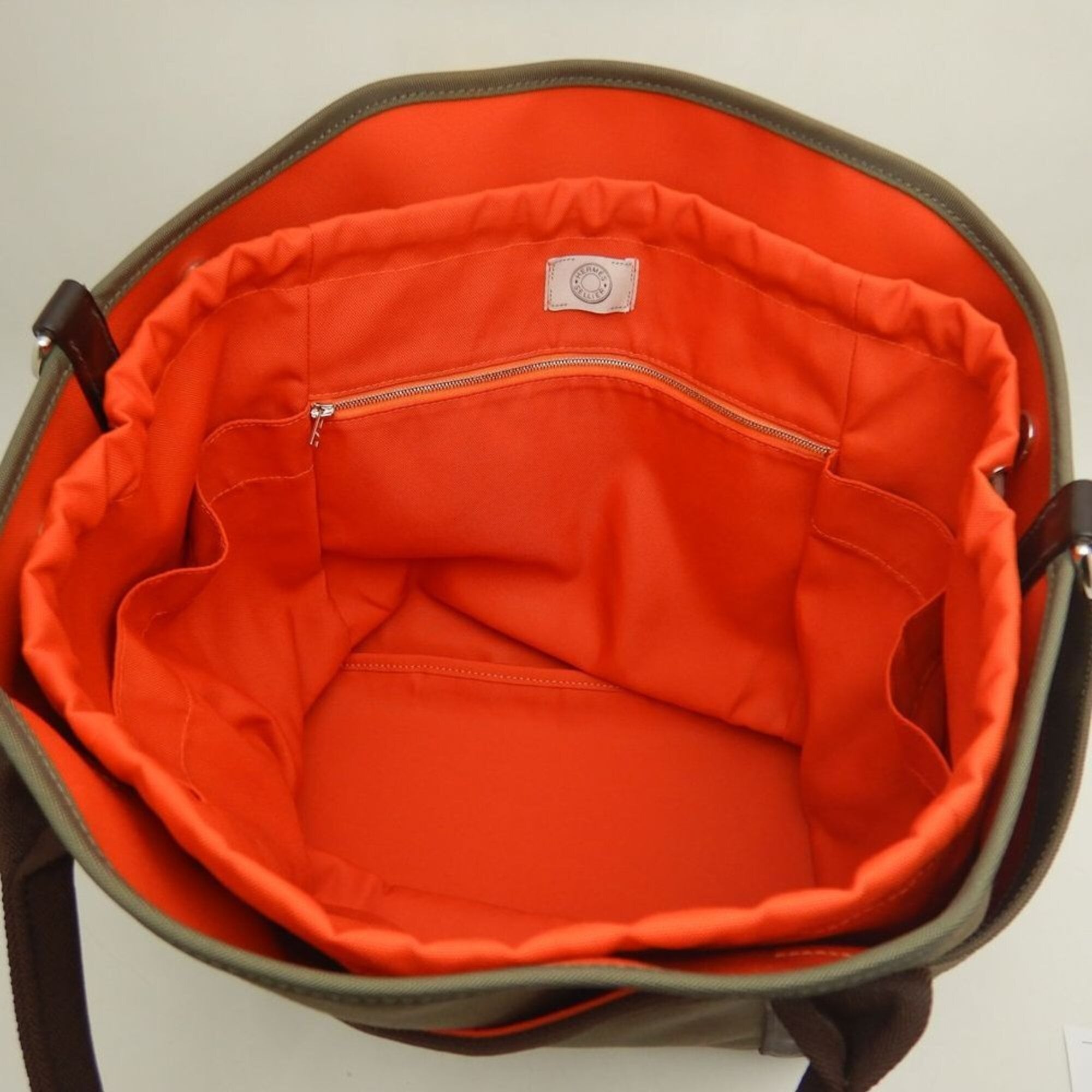 Hermes Khaki Canvas Tote Bag (Pre-Owned)