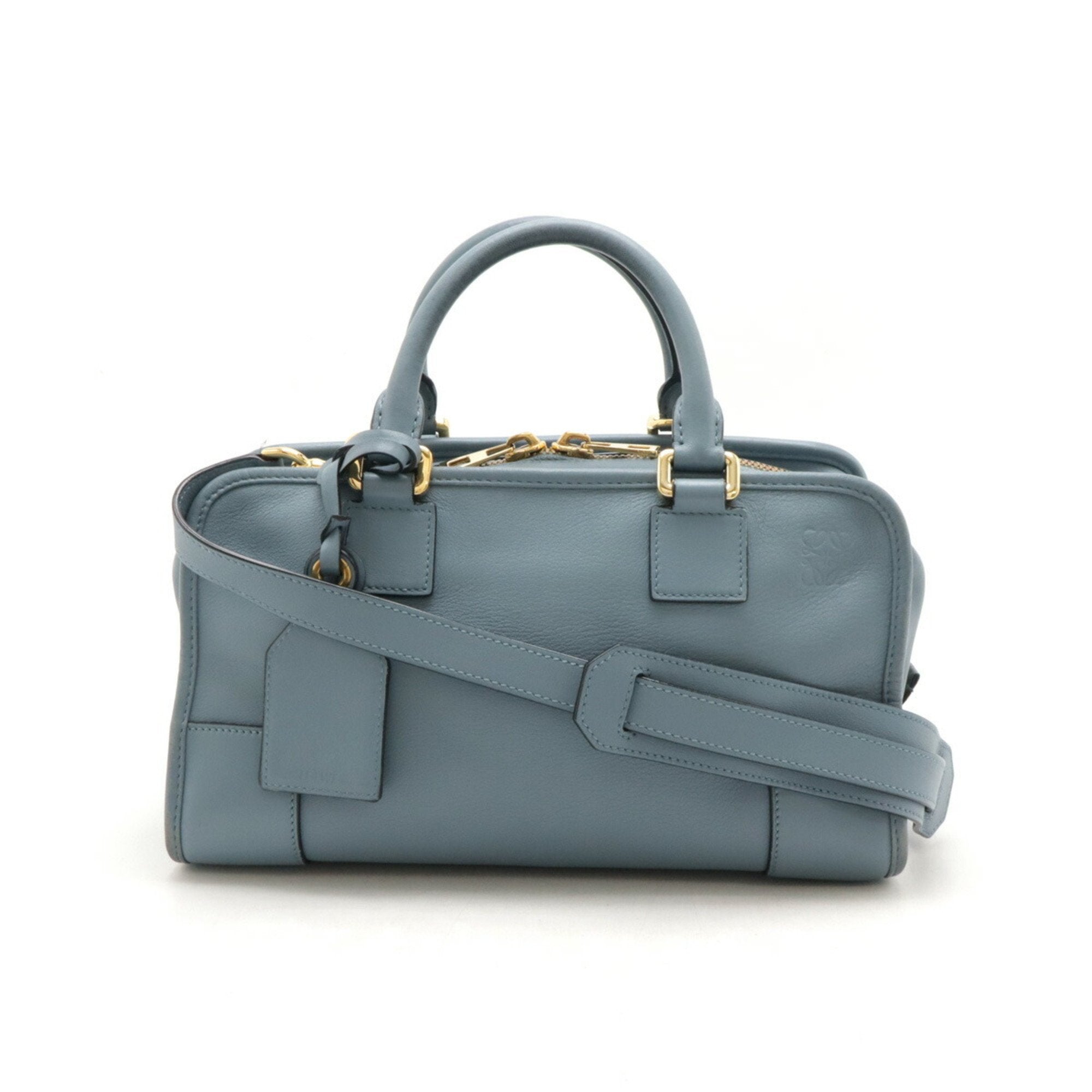 Loewe Amazona Baby Blue Light Blue Leather Boston Bag Handbag Shoulder Bag (Pre-Owned)