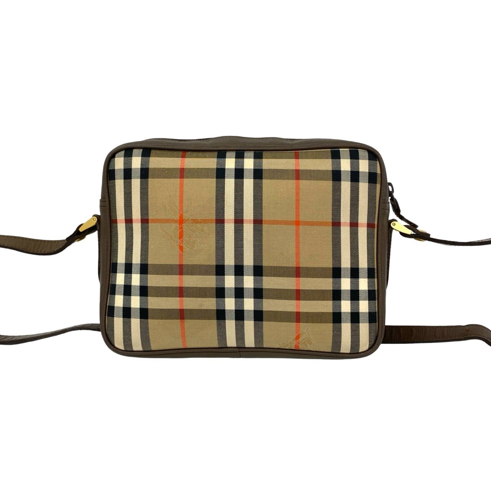 Burberry Beige Brown Canvas Leather Shoulder Bag (Pre-Owned)