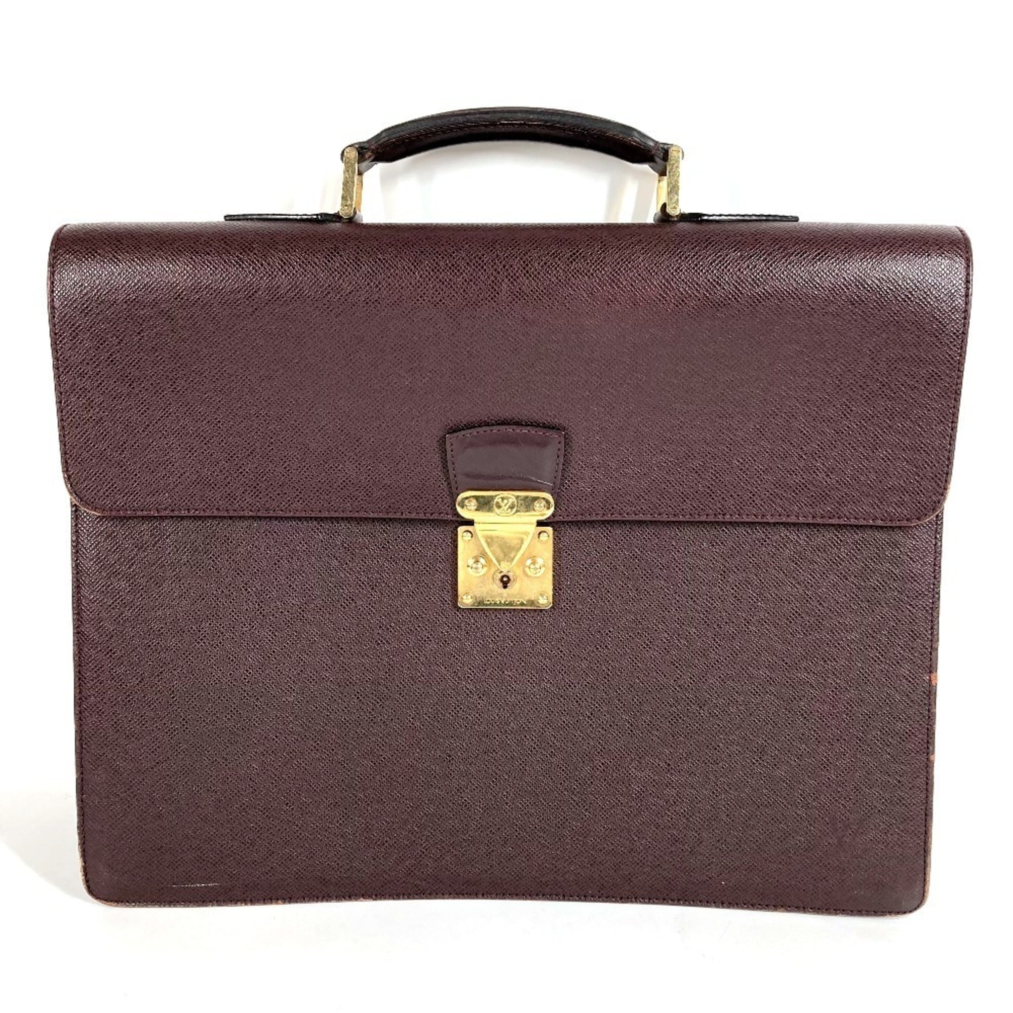 Louis Vuitton Acajou Purple Taiga Leather Briefcase Handbag (Pre-Owned)