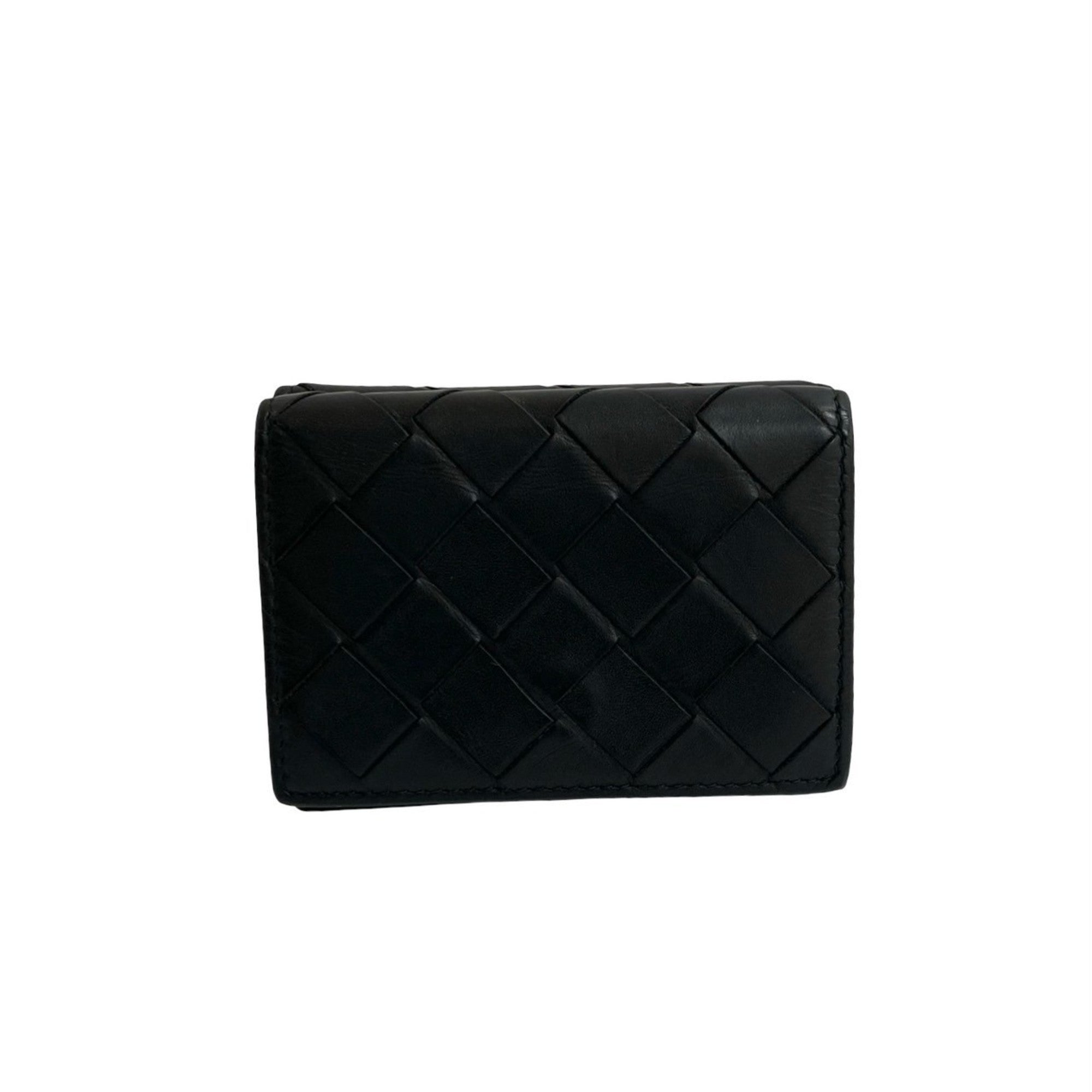 Bottega Veneta Black Blue Leather Wallet (Tri-Fold) (Pre-Owned)