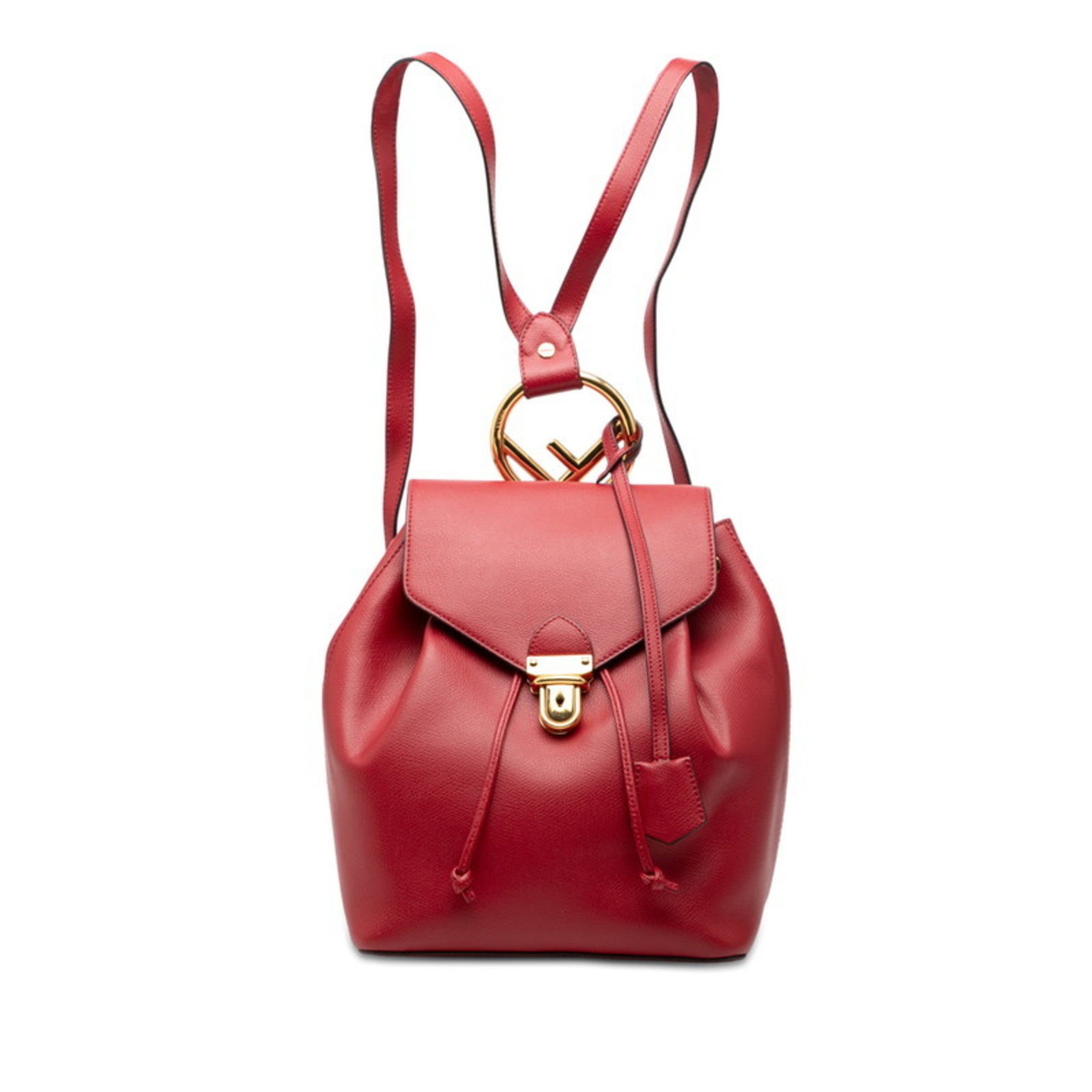 Fendi Red Color Leather Backpack (Pre-Owned)