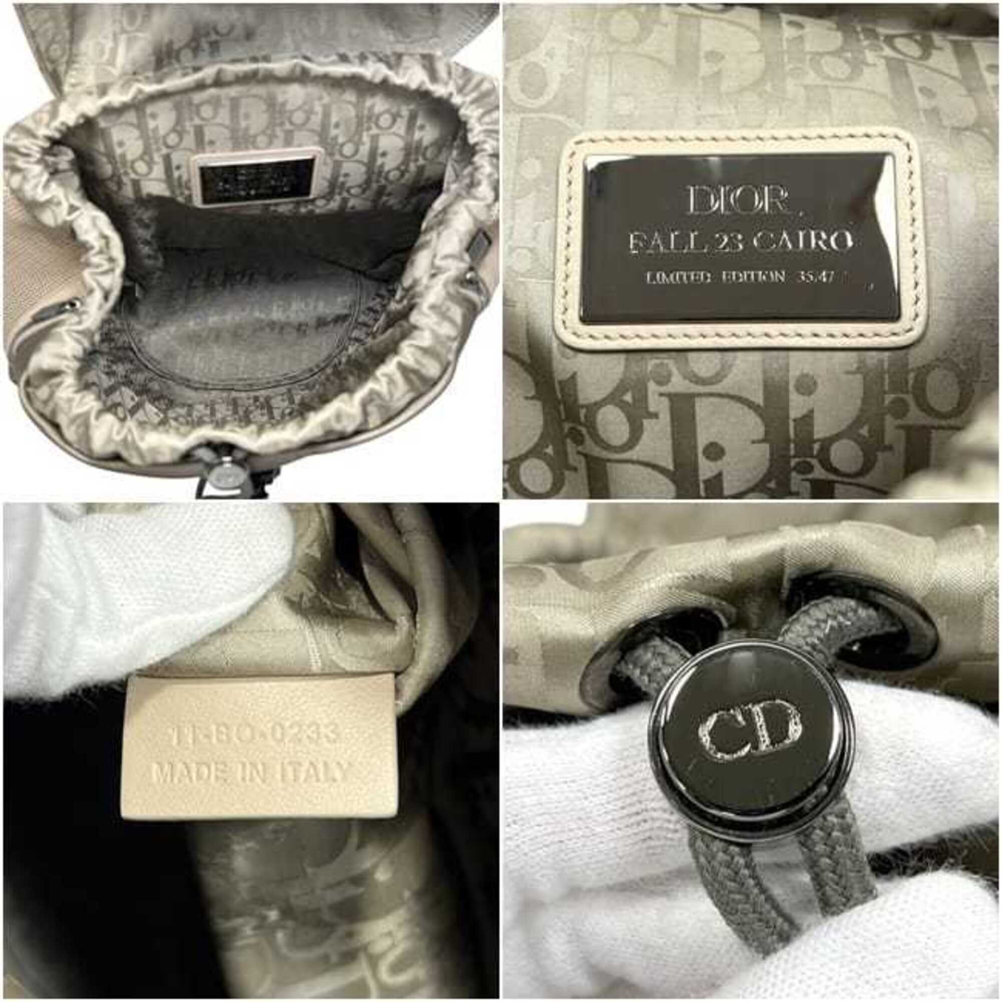 Christian Dior Beige Khaki Nylon Rubber Leather Backpack (Pre-Owned)