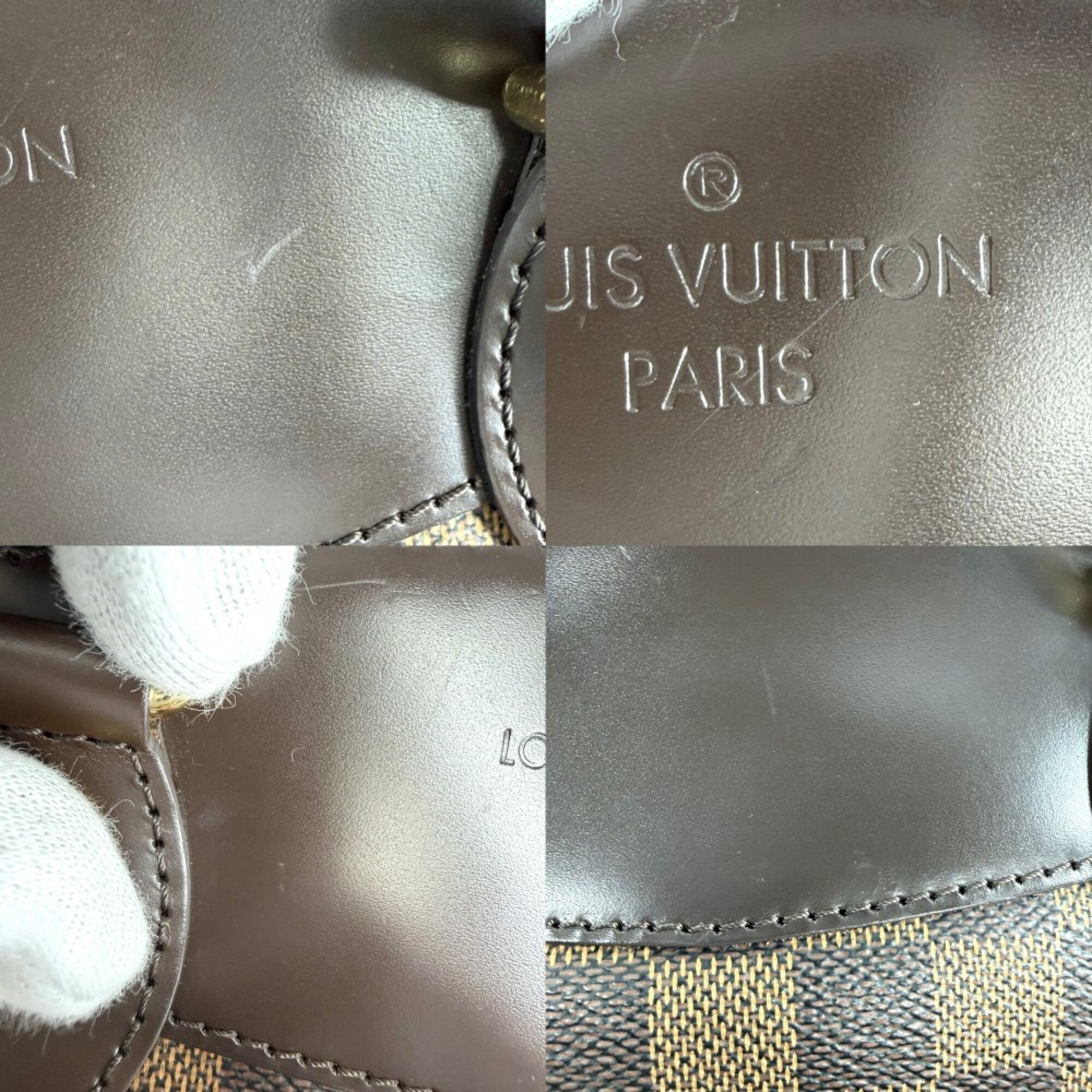 Louis Vuitton Brown White Damier Canvas Handbag (Pre-Owned)