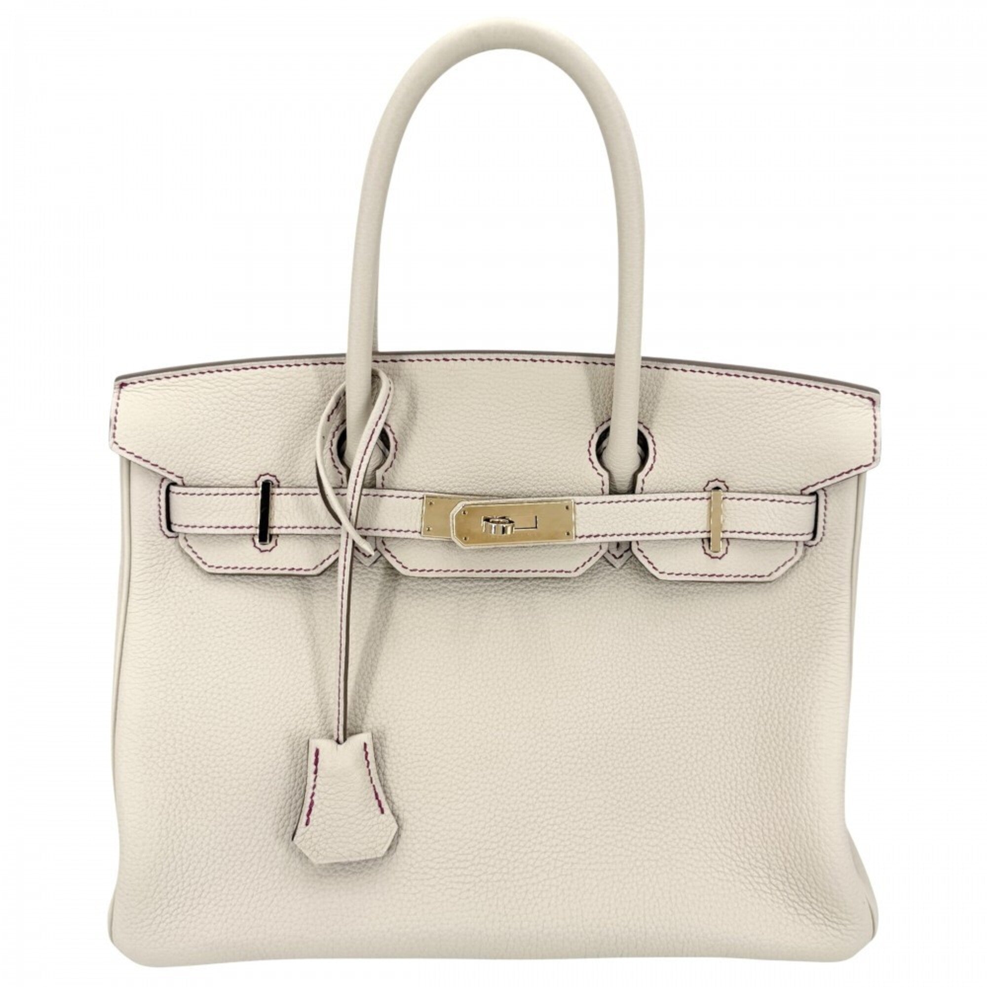 Hermes Pink White Leather Handbag (Pre-Owned)