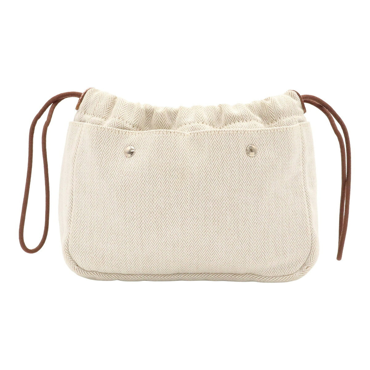 Hermes Brown Feu Natural Toile Chevron Pouch (Pre-Owned)