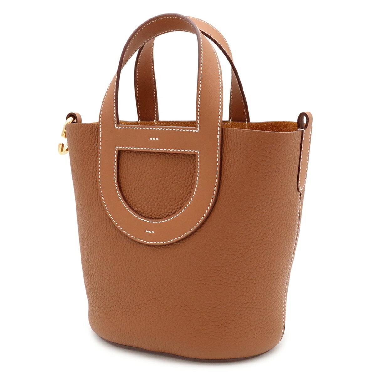 Hermes Brown Gold Brown Taurillon Clemence Leather Handbag Tote Bag (Pre-Owned)