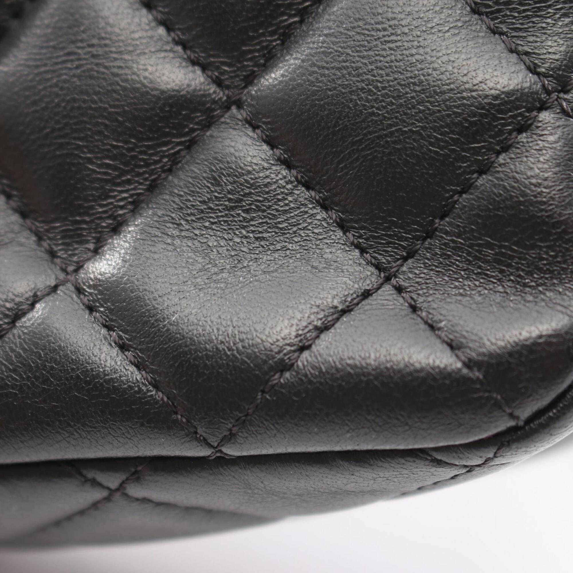 Chanel Black Leather Handbag Shoulder Bag (Pre-Owned)