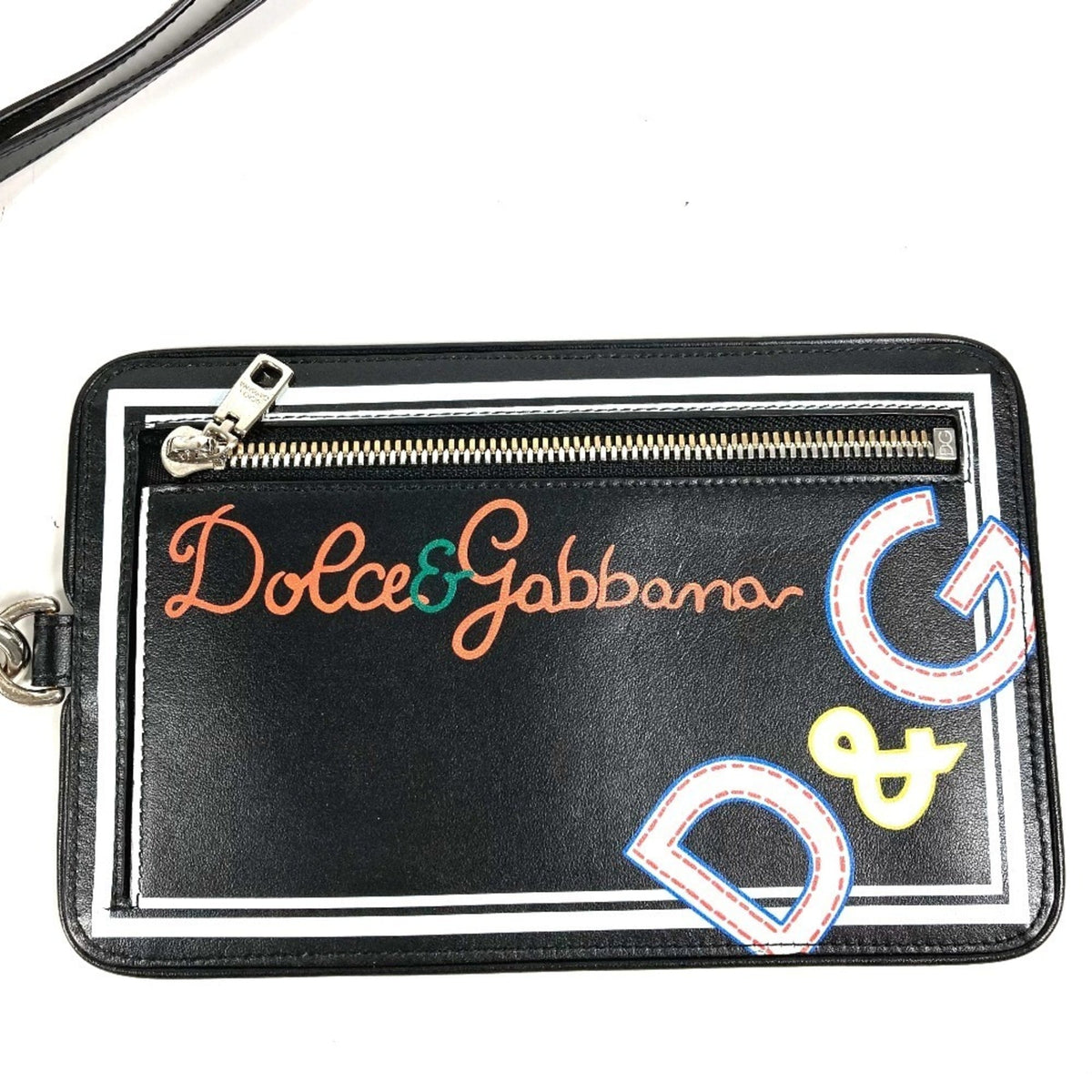 Dolce & Gabbana Black Leather Handbag Pouch (Pre-Owned)