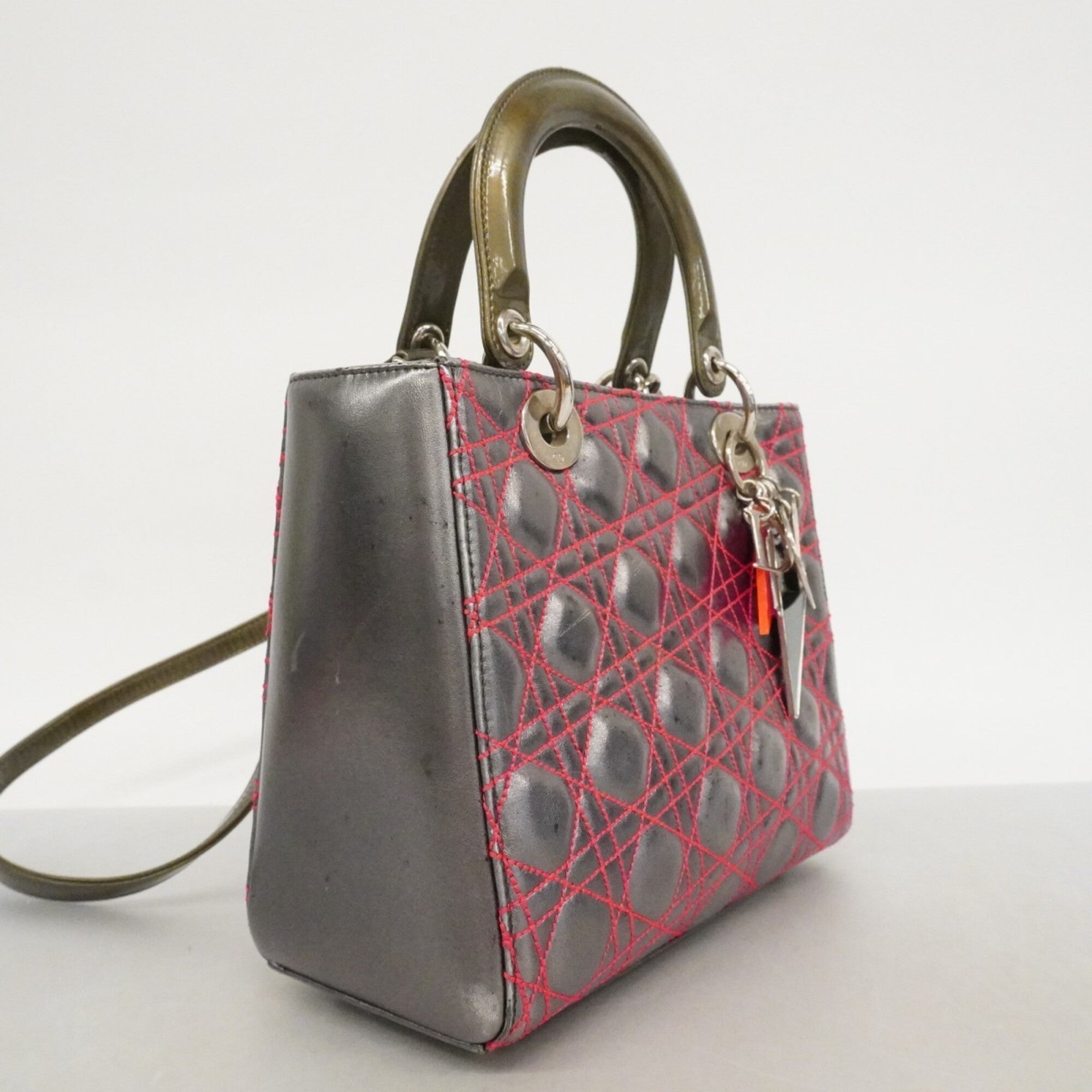 Christian Dior Pink Silver Leather Handbag (Pre-Owned)