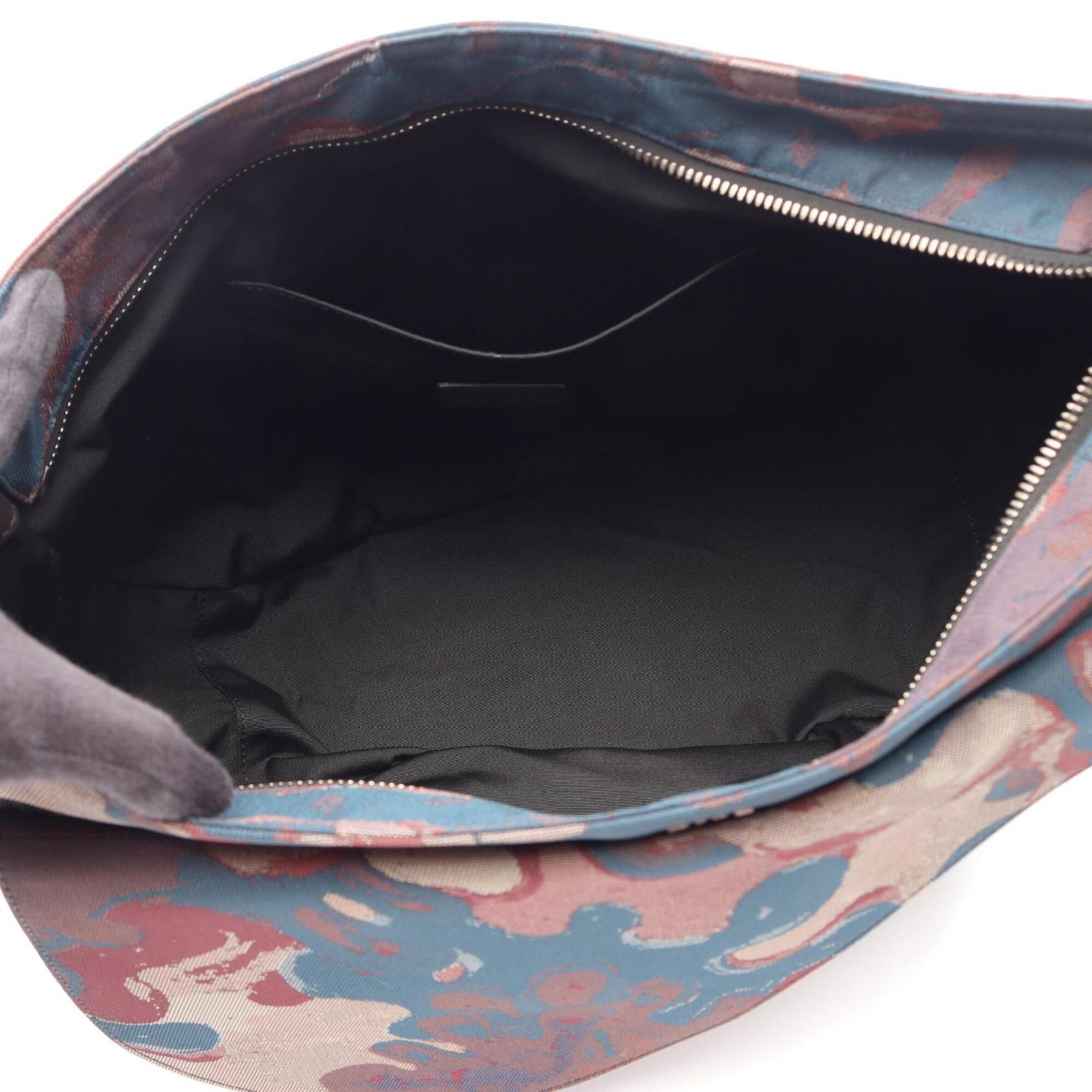 Christian Dior Blue Multi-Color Canvas Leather Handbag Saddle Bag Shoulder Bag (Pre-Owned)