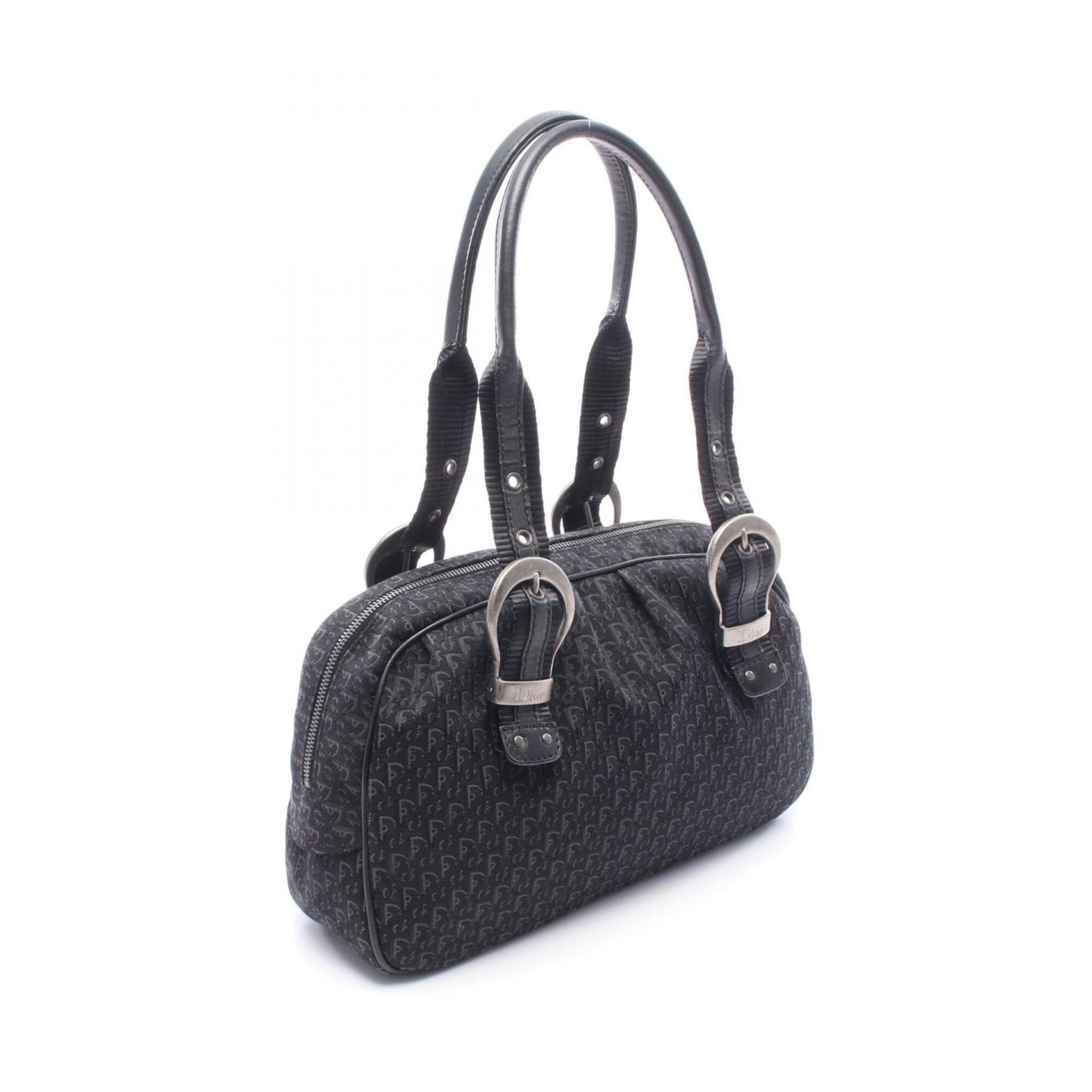 Christian Dior Black Canvas Leather Handbag Tote Bag (Pre-Owned)