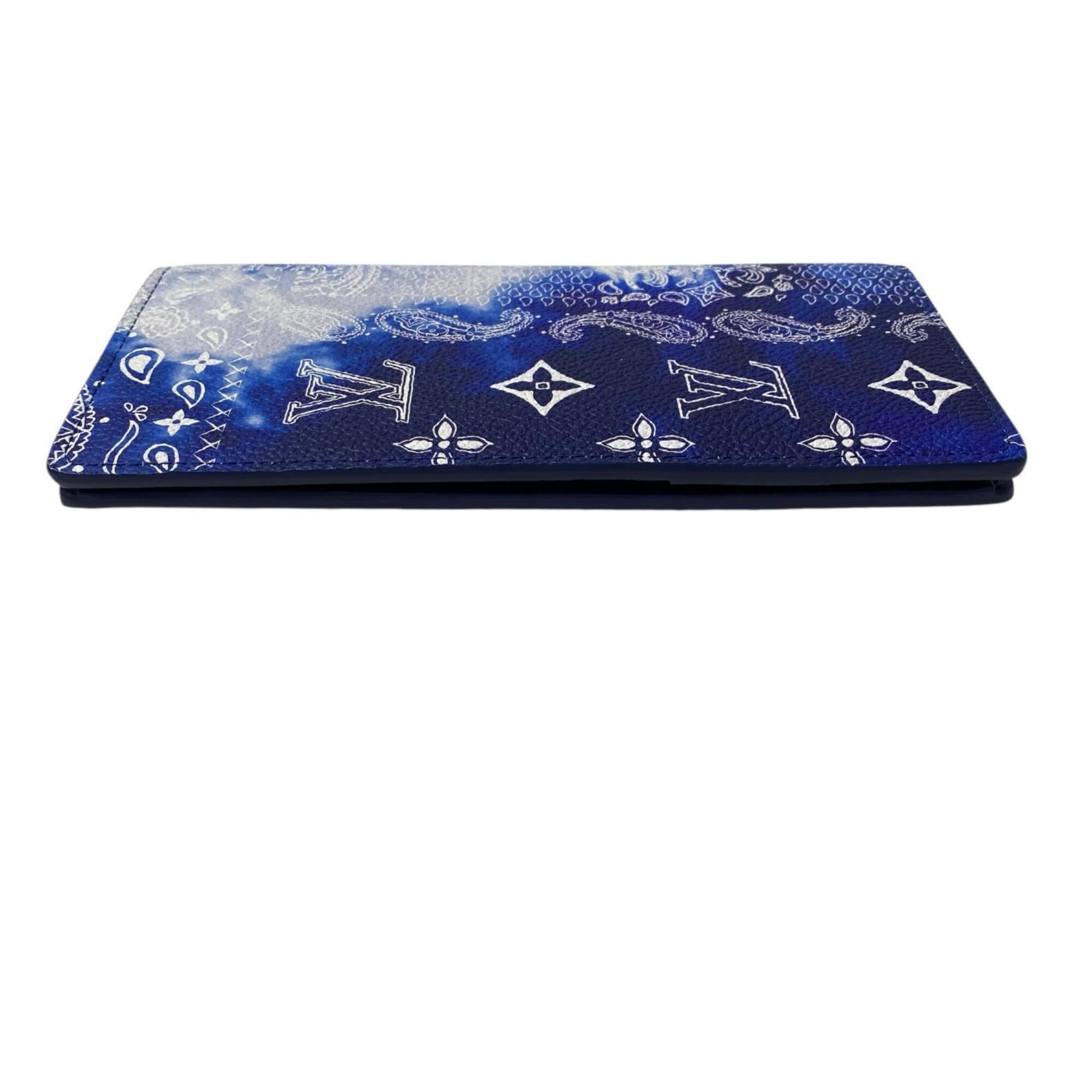 Louis Vuitton Blue Leather Long Wallet (Bi-Fold) (Pre-Owned)