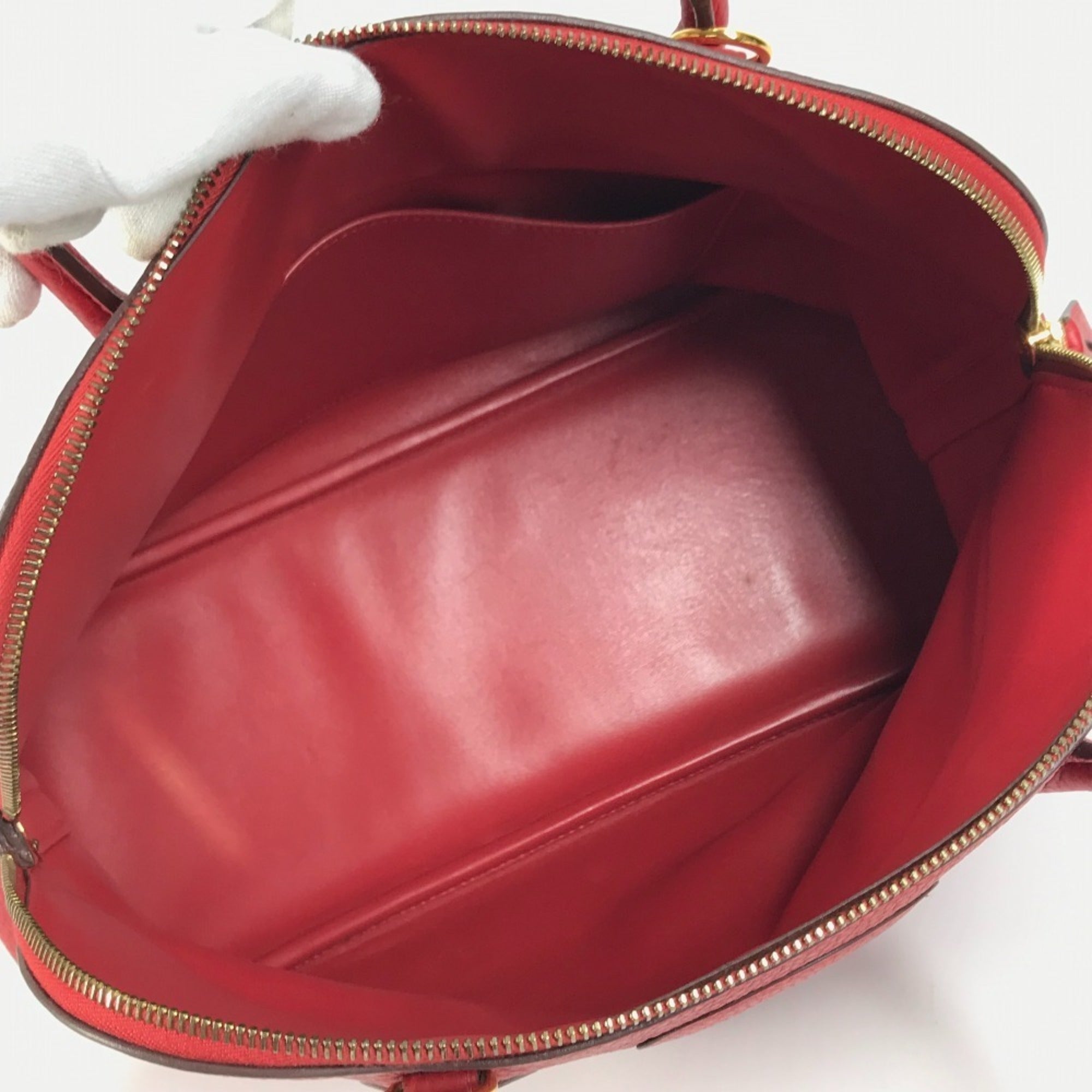 Hermes Red Color Taurillon Clemence Leather Handbag Tote Bag (Pre-Owned)