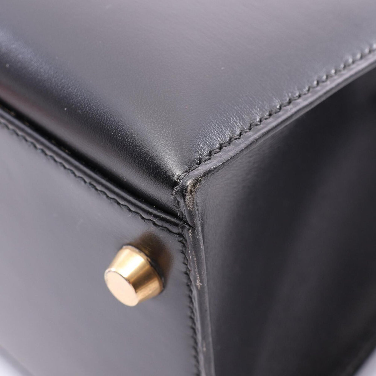 Hermes Black Box Calf Leather Leather Handbag (Pre-Owned)