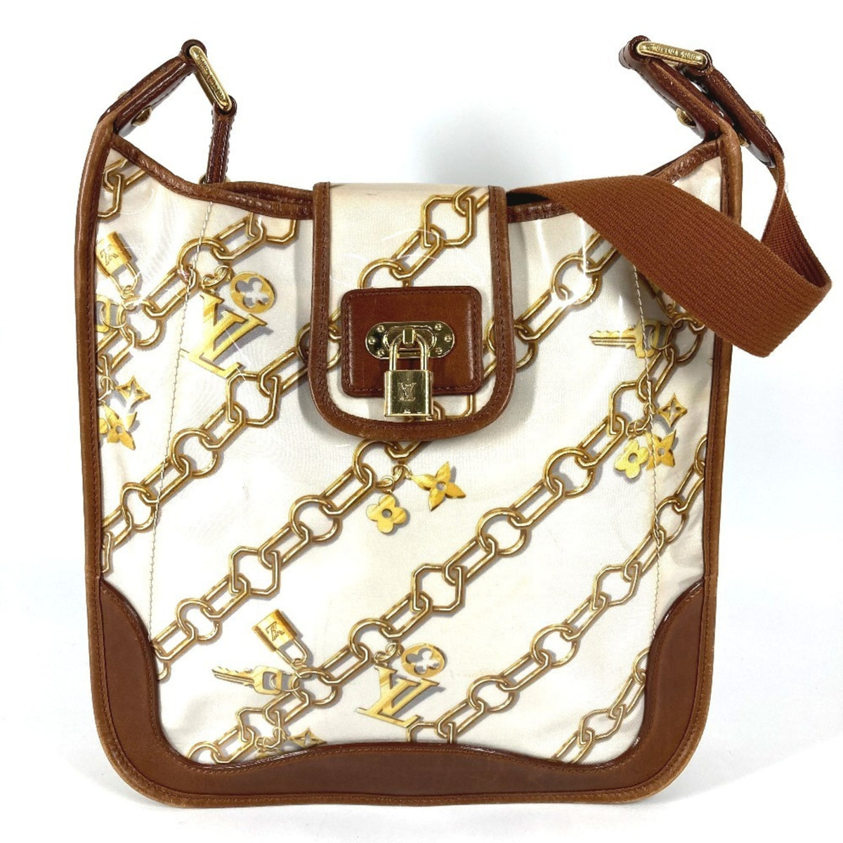 Louis Vuitton Brown White Vinyl Leather Shoulder Bag (Pre-Owned)