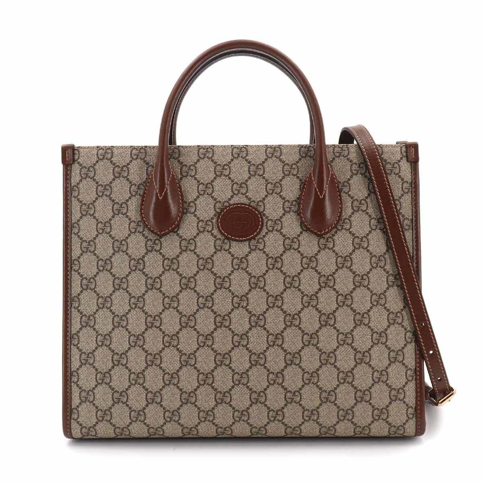 Gucci Beige Brown Gg Supreme Leather Handbag Tote Bag (Pre-Owned)