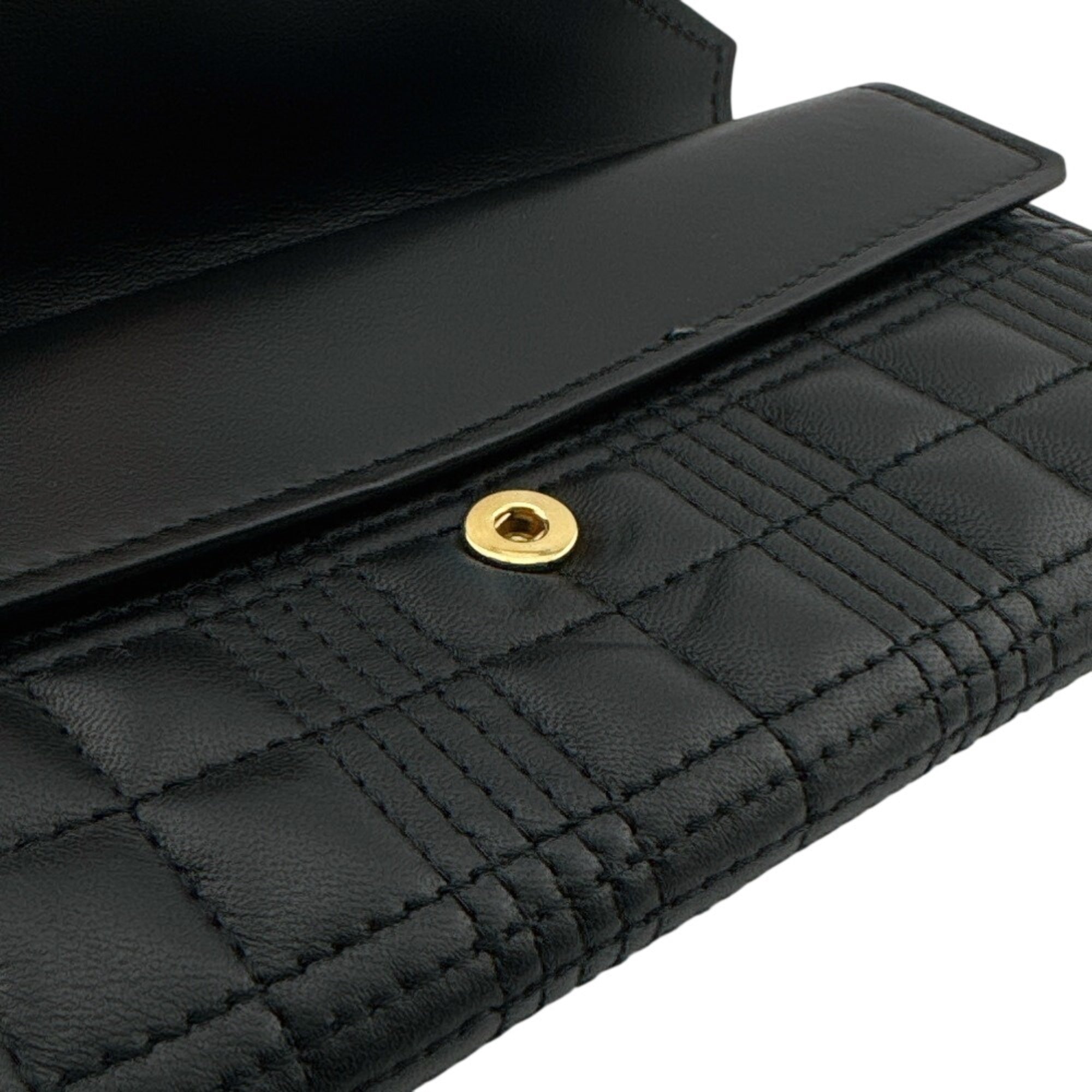 Burberry Black Leather Long Wallet (Bi-Fold) (Pre-Owned)