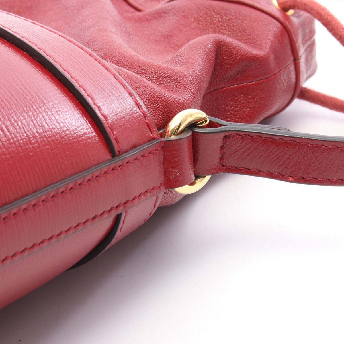 Gucci Red Color Leather Handbag Shoulder Bag (Pre-Owned)