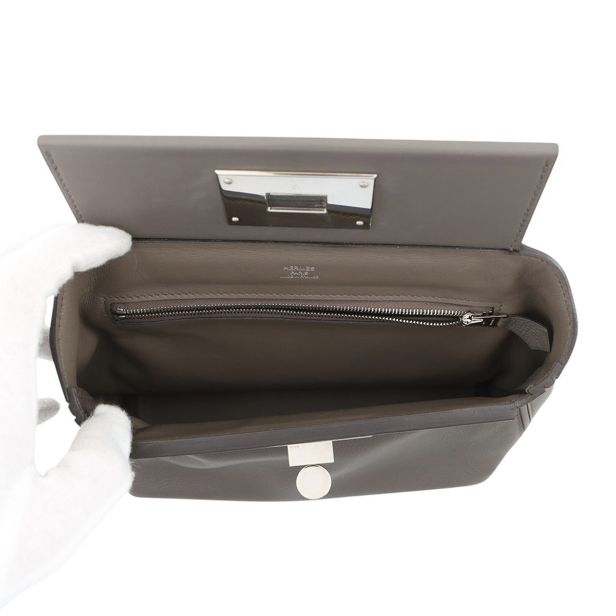 Hermes Etain Swift Leather Handbag Shoulder Bag (Pre-Owned)