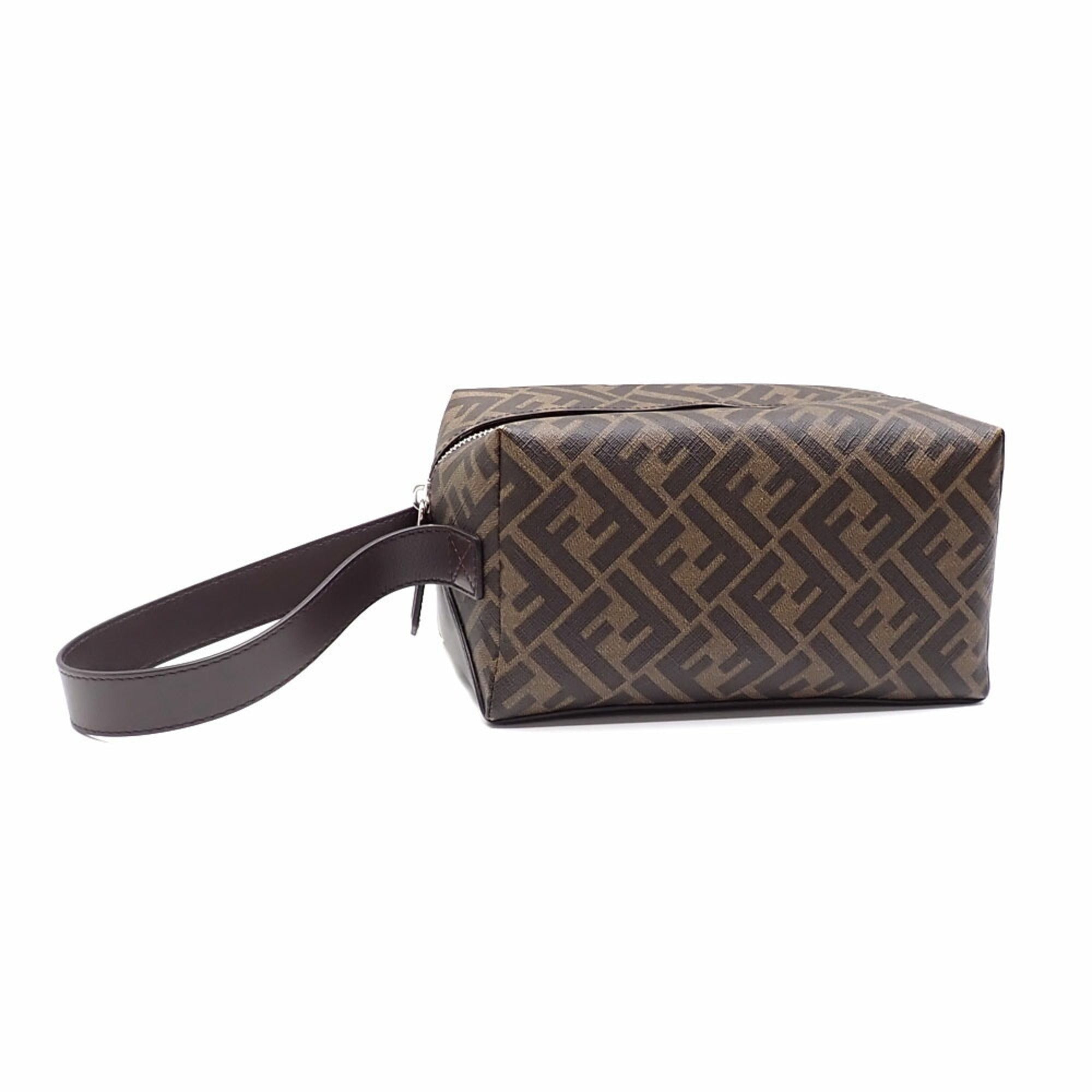 Fendi Zucca Black Brown Pvc Leather Clutch Bag (Pre-Owned)