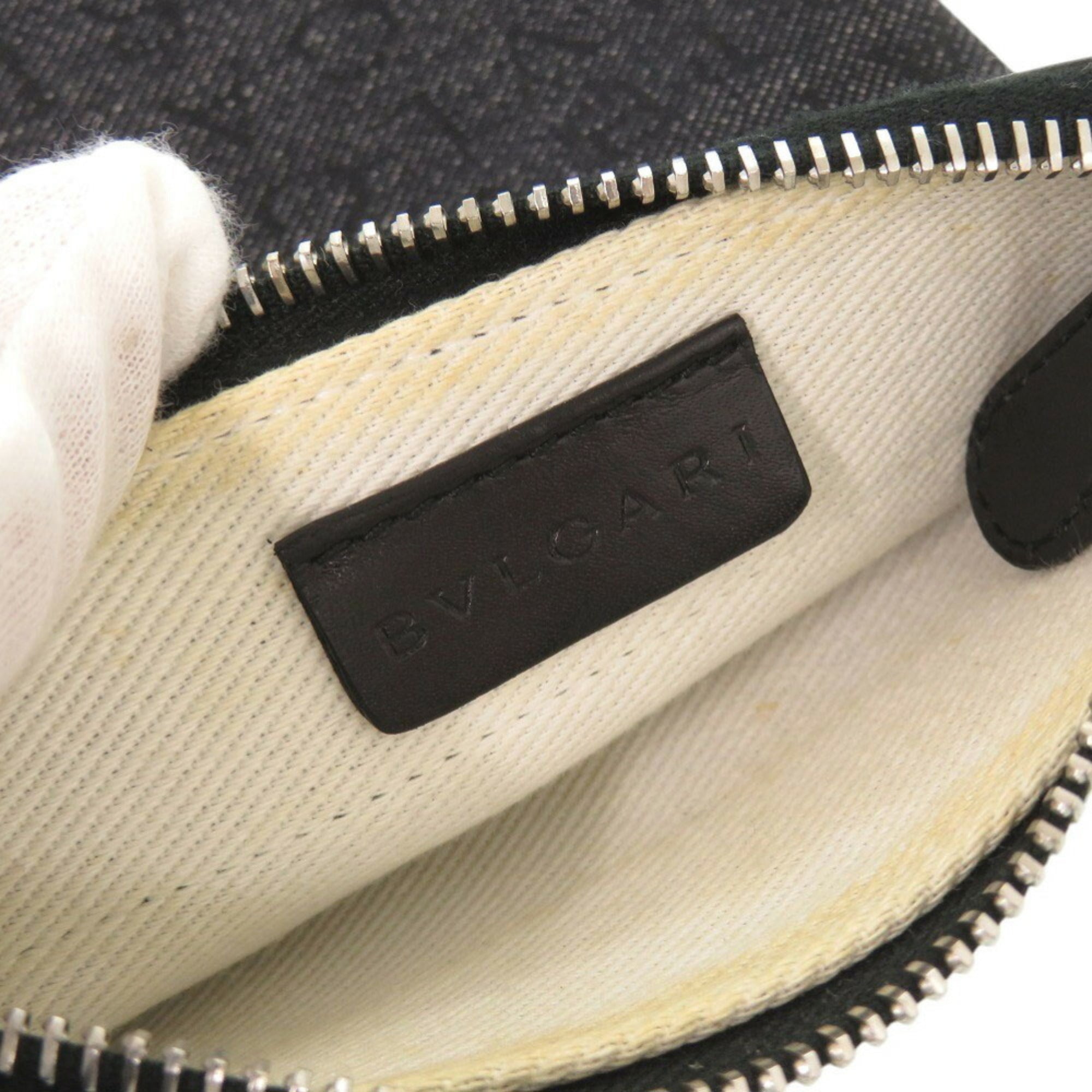 Bvlgari Navy Canvas Leather Pochette Shoulder Bag (Pre-Owned)
