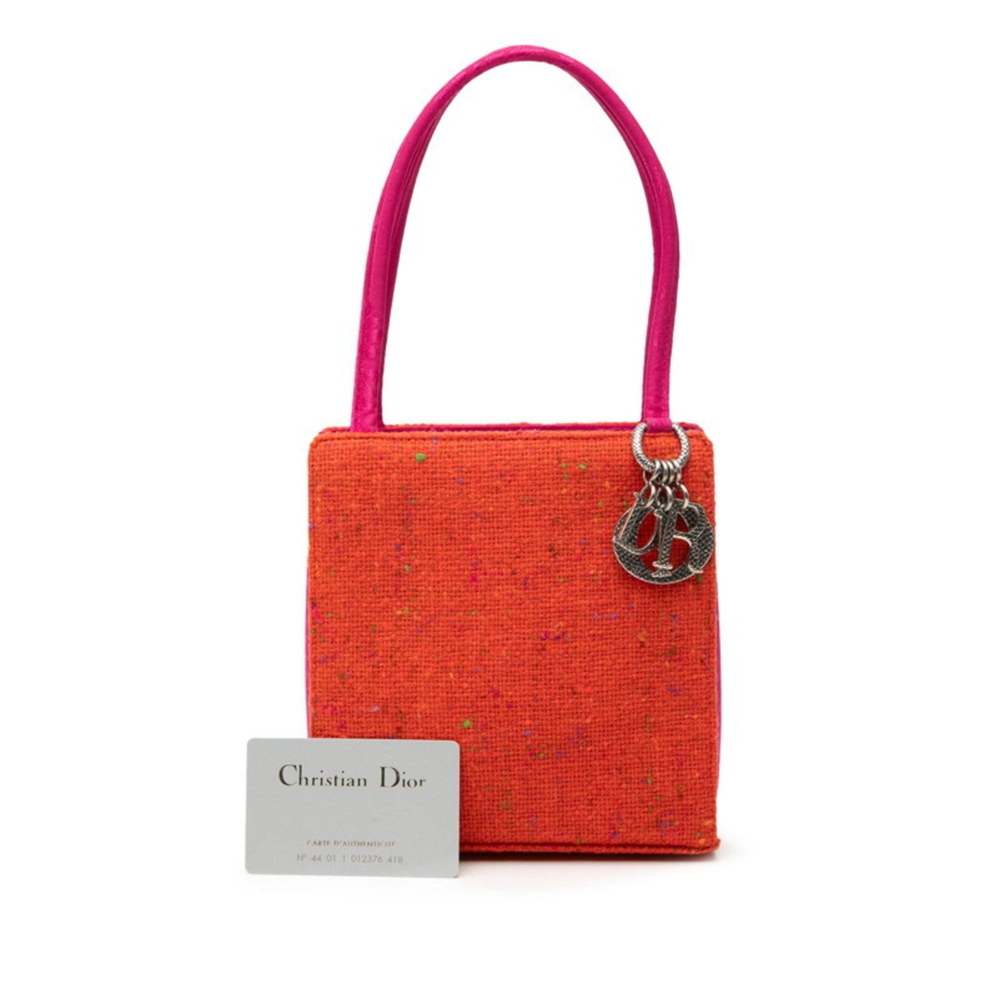 Christian Dior Orange Pink Tweed Handbag (Pre-Owned)