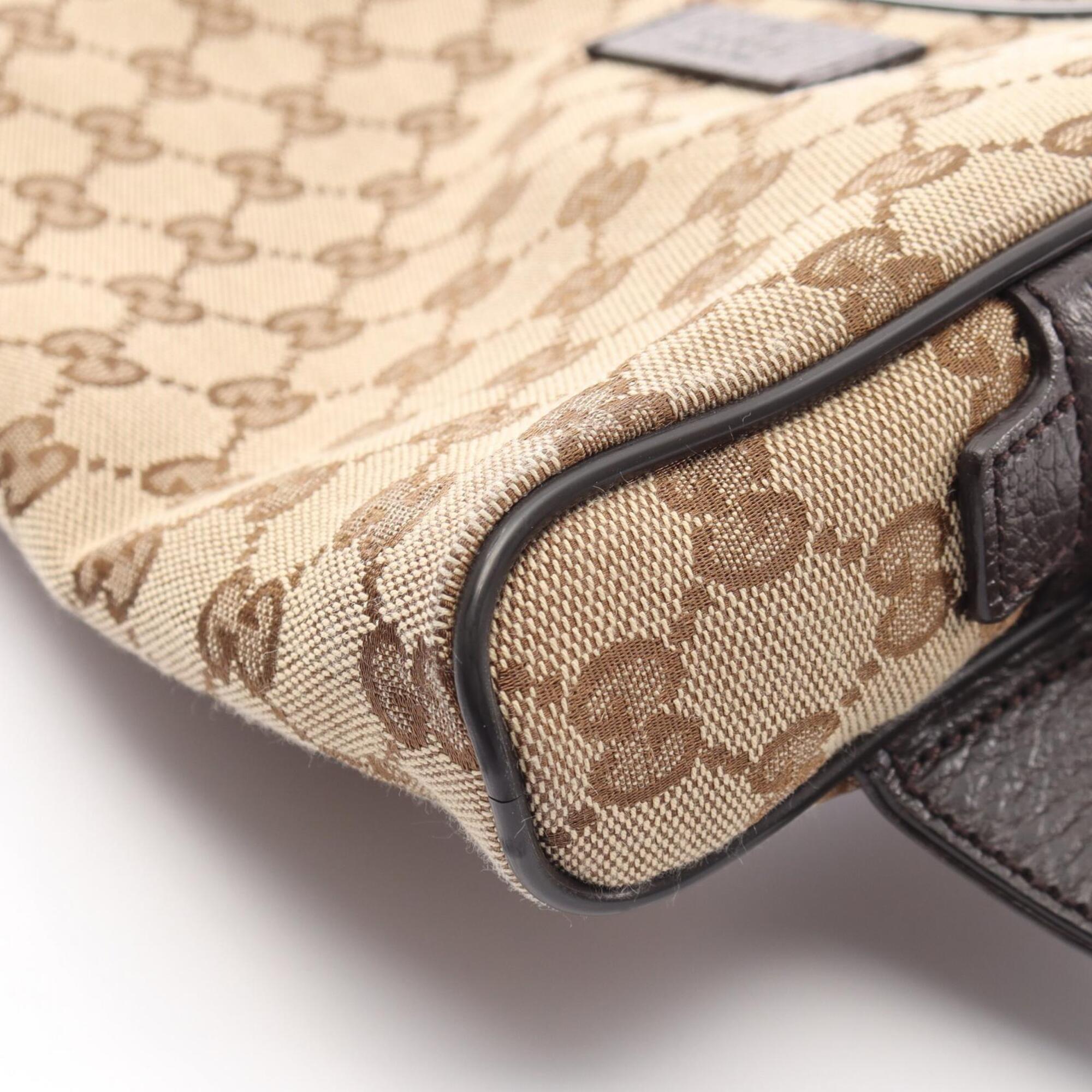 Gucci Beige Brown Gg Canvas Leather Fanny Pack (Pre-Owned)