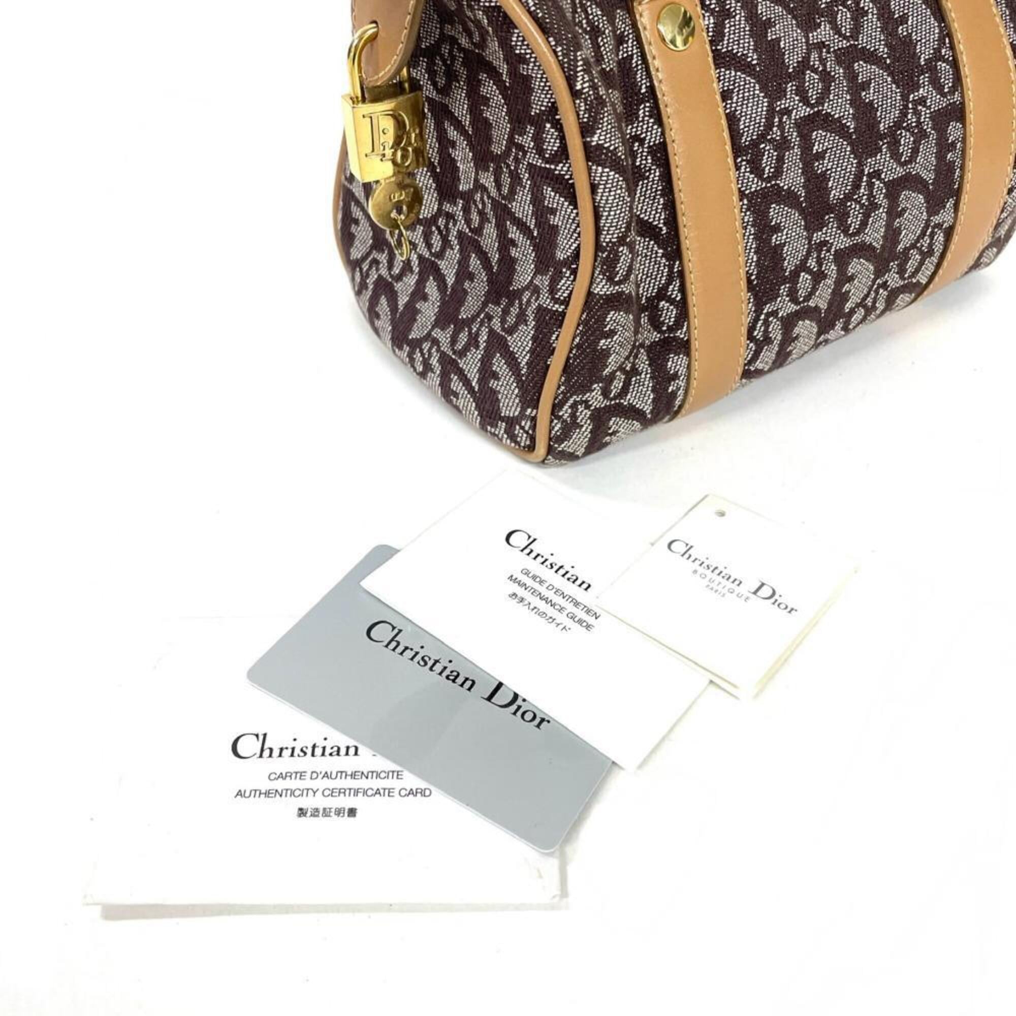 Christian Dior Trotter Brown Canvas Handbag (Pre-Owned)