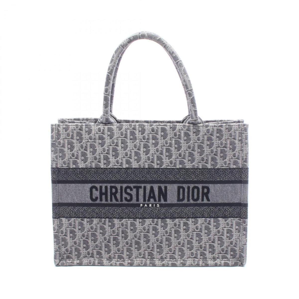 Christian Dior Black Gray Canvas Handbag Tote Bag (Pre-Owned)
