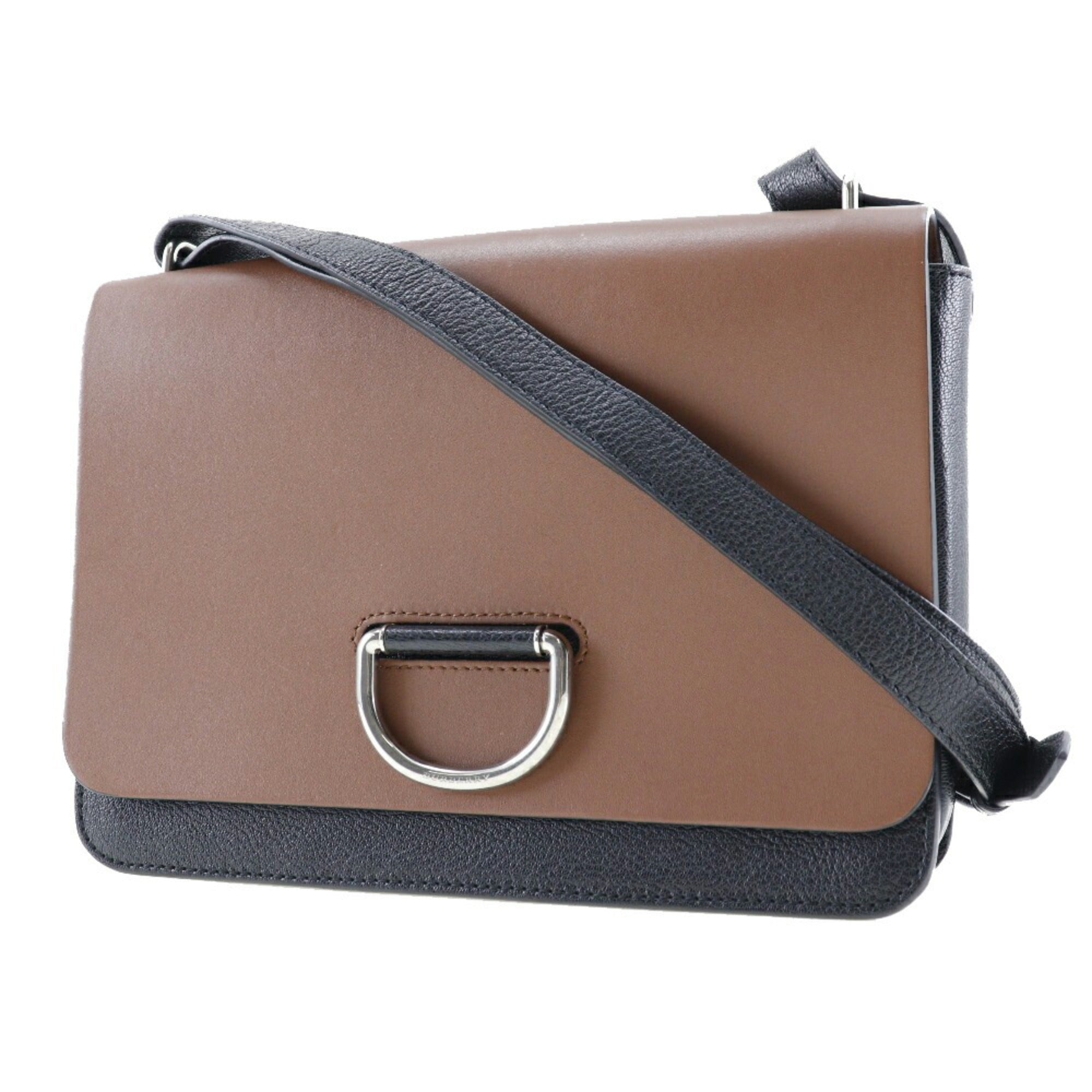 Burberry Black Brown Leather Shoulder Bag (Pre-Owned)