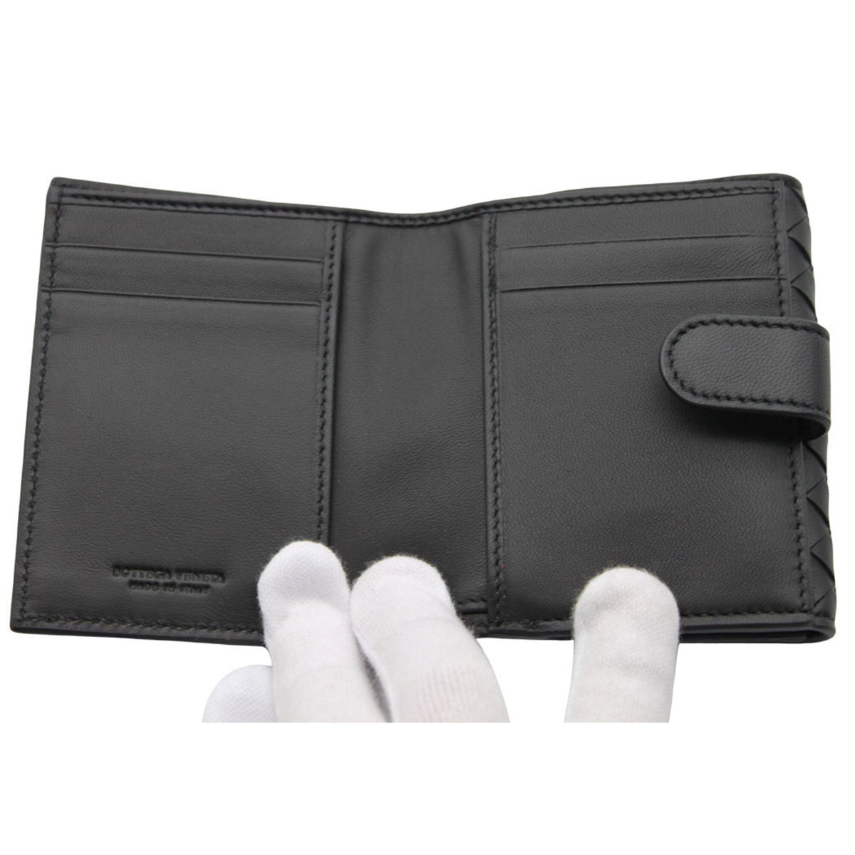 Bottega Veneta Black Leather Wallet (Bi-Fold) (Pre-Owned)