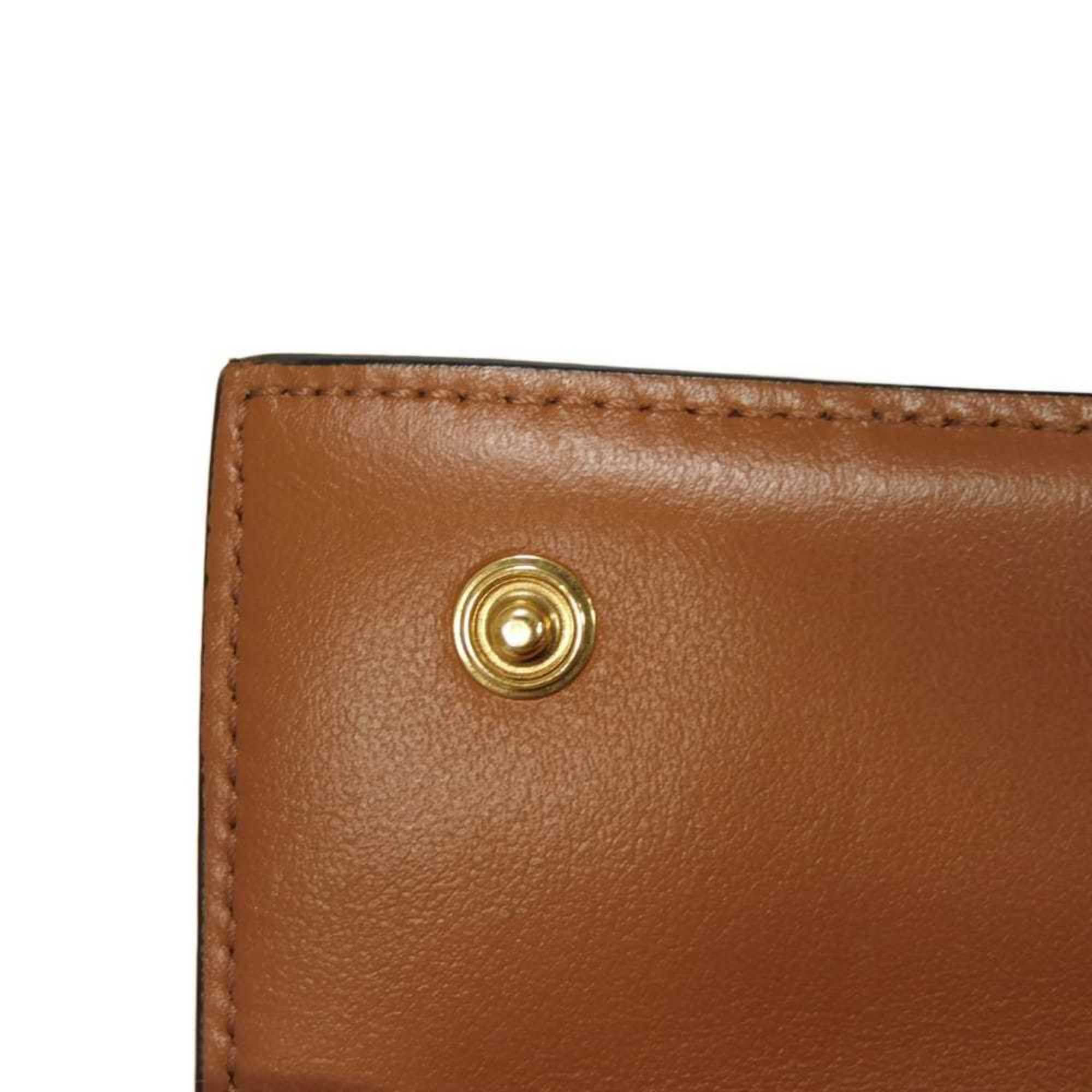 Celine Black Brown Coated Canvas Leather Wallet (Tri-Fold) (Pre-Owned)