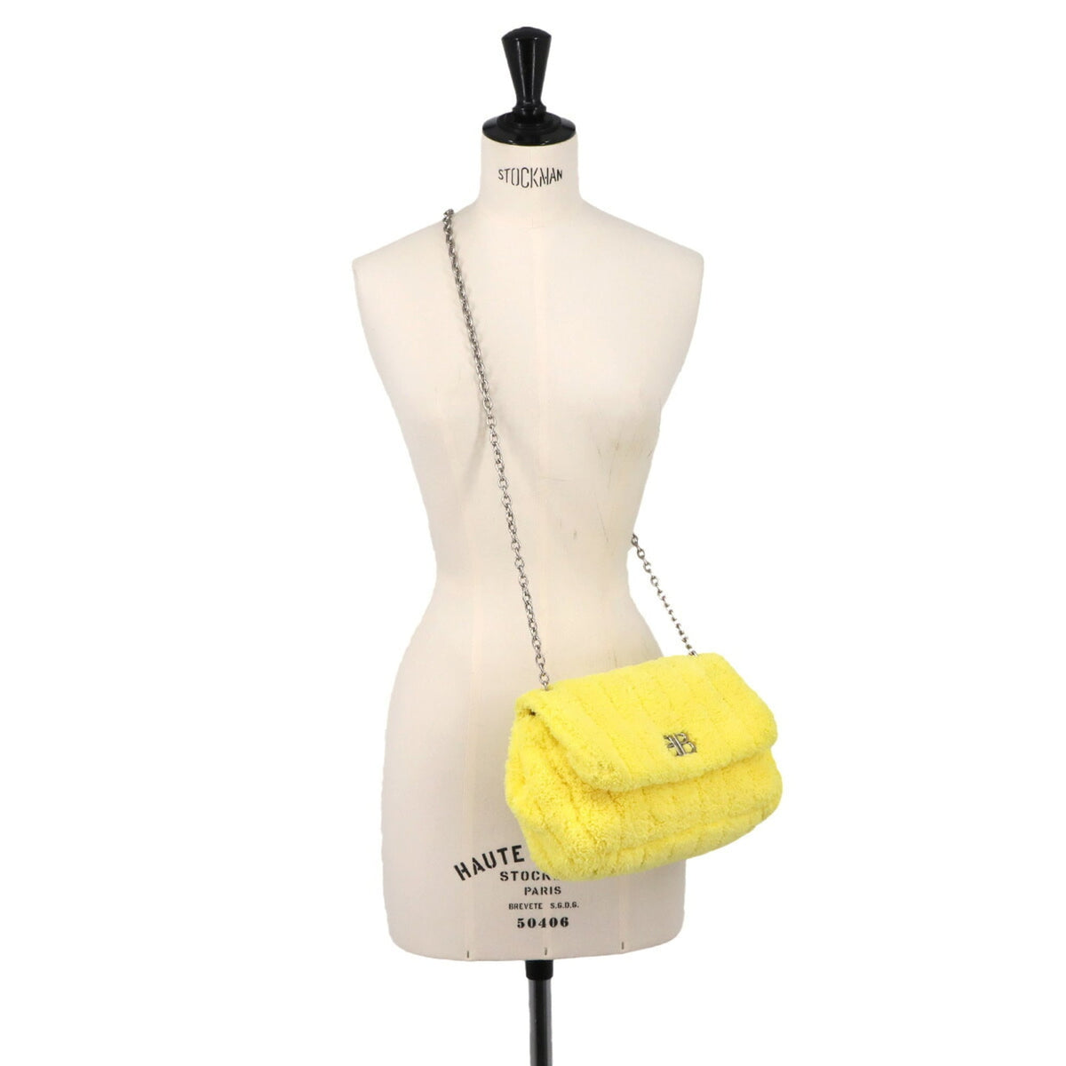 Balenciaga Yellow Pile Fabric Leather Handbag Shoulder Bag (Pre-Owned)
